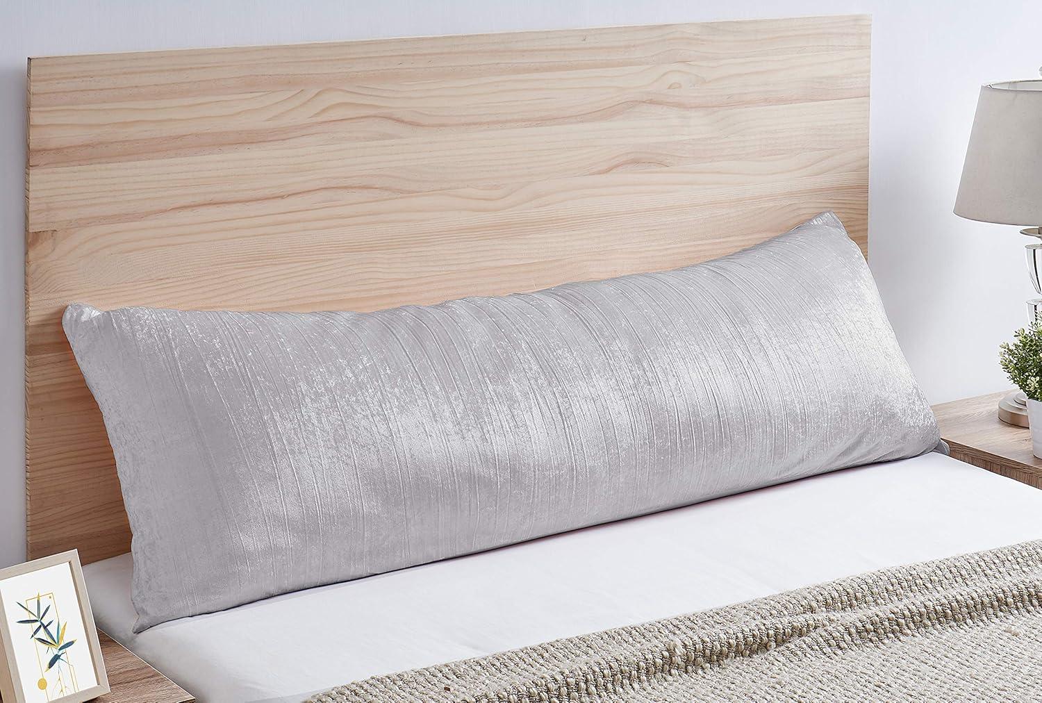 Silver Gray Crushed Velvet Body Pillow Cover