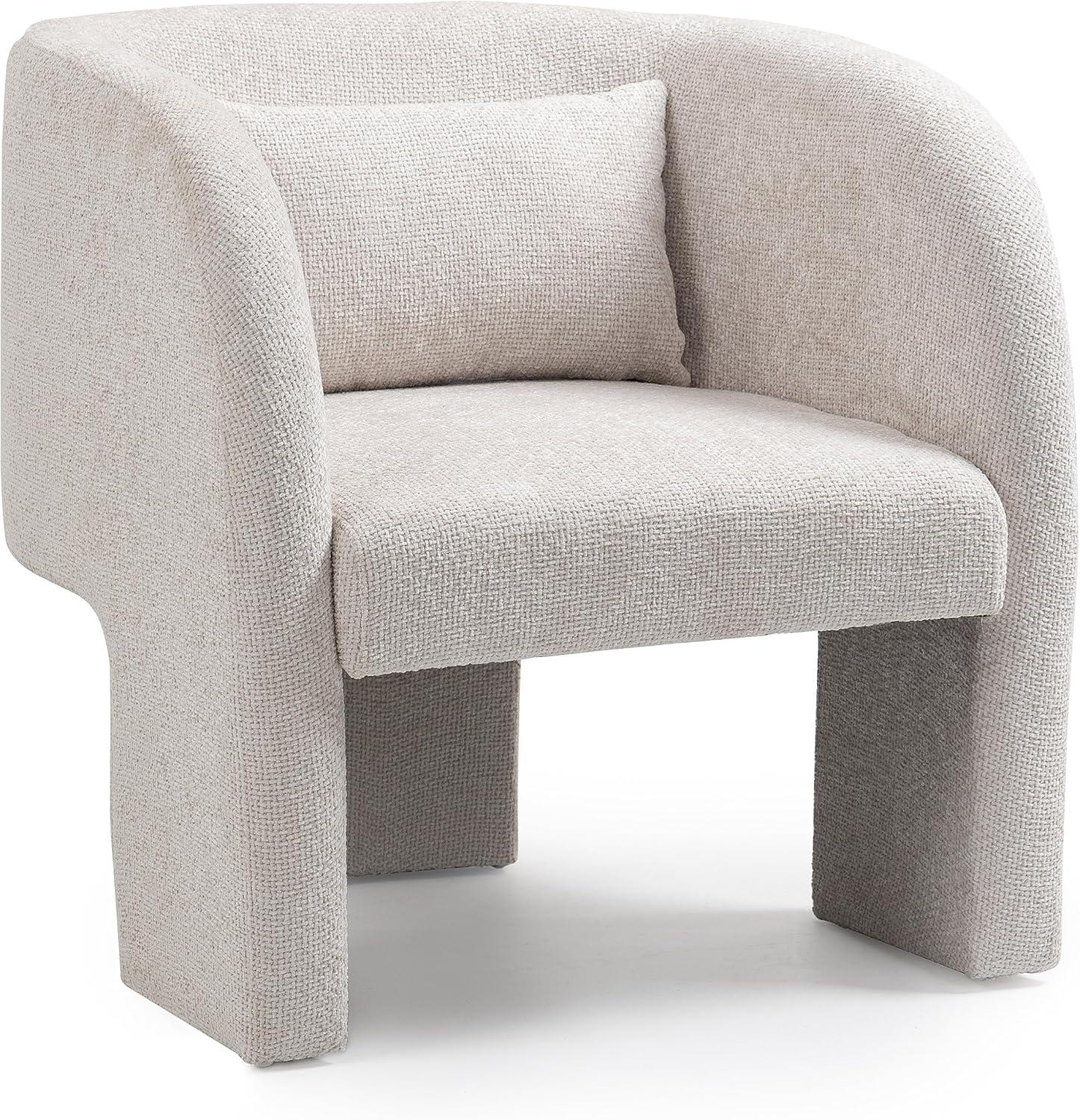 Meridian Furniture Sawyer Cream Chenille Fabric Accent Chair