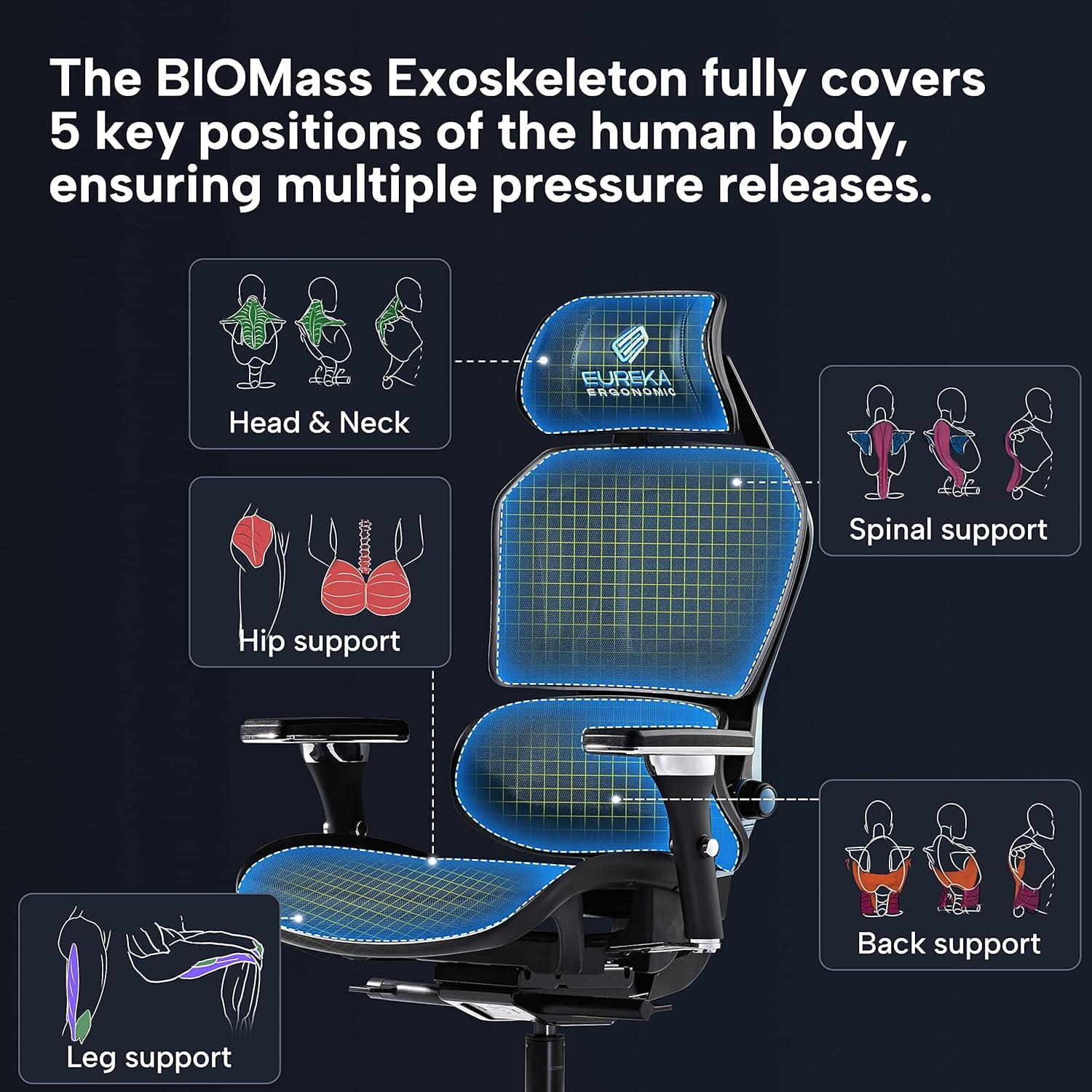 Eureka Ergonomic ERKGC05BL Typhon Hybrid Ergonomic Gaming Chair - Blue