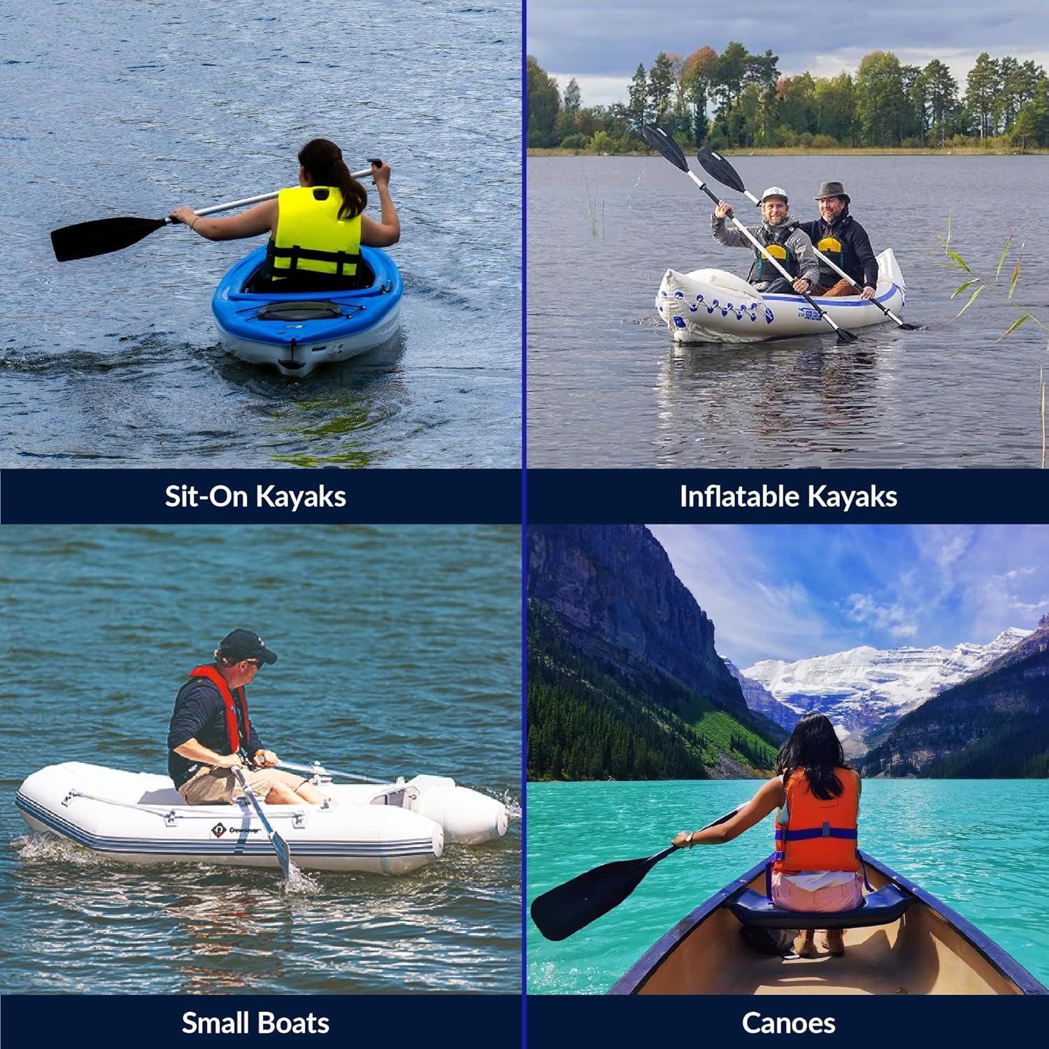 Five Oceans Canoe Paddle, Canoe Paddles and Boat Hook, Black, 4-Feet Long, Anodized Aluminum Shaft, Reinforced ABS Plastic Blade & Hook, Lightweight
