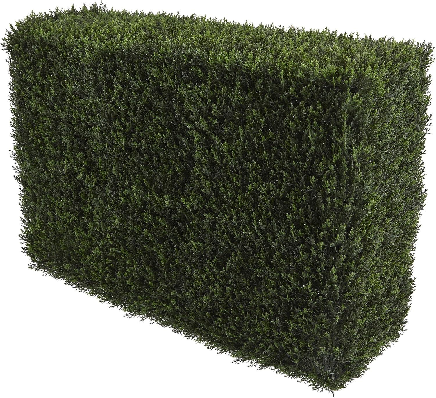 Nearly Natural Artificial 20" Decorative Cedar Hedge Indoor/Outdoor: Faux Floral Accent, Polyester & Plastic