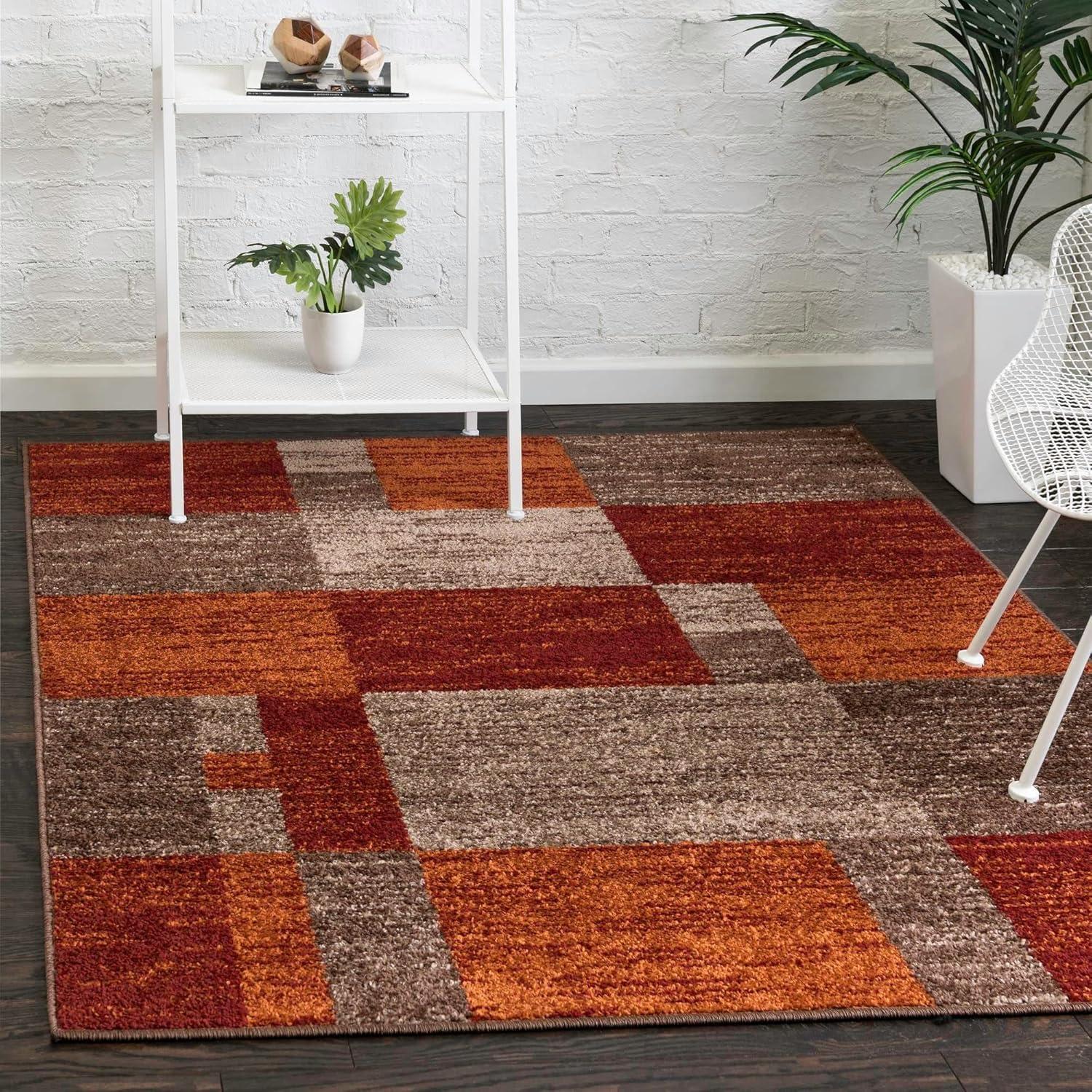 Unique Loom Autumn Collection Area Rug - Providence (4' Square Multi/Beige)