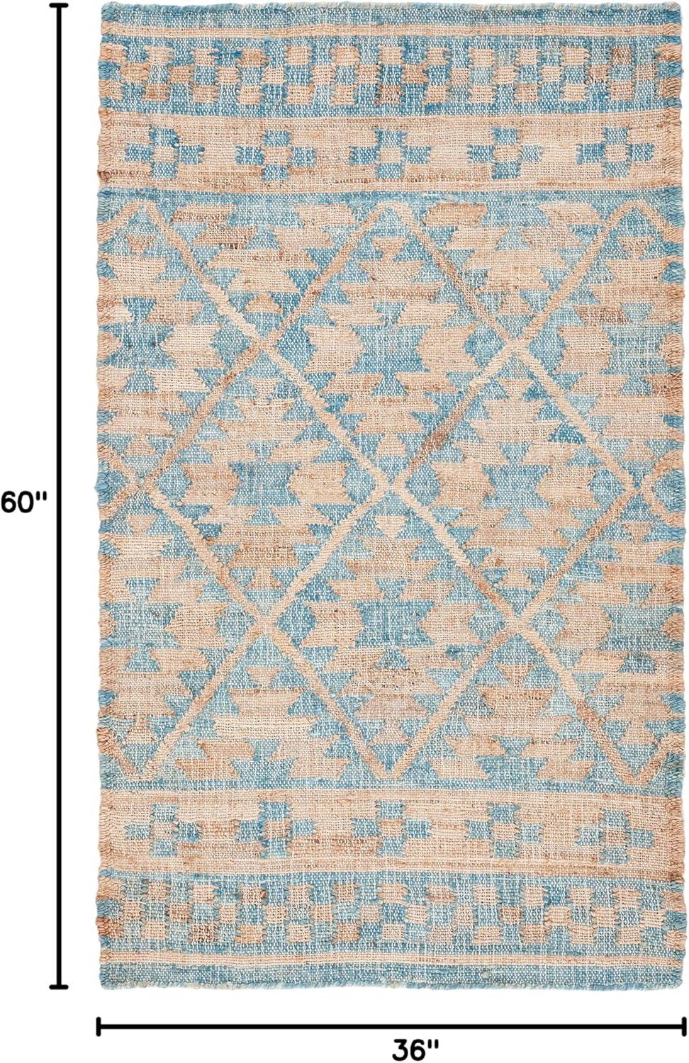 Kilim KLM757 Hand Woven Area Rug - Blue/Natural - 3'x5' - Safavieh.
