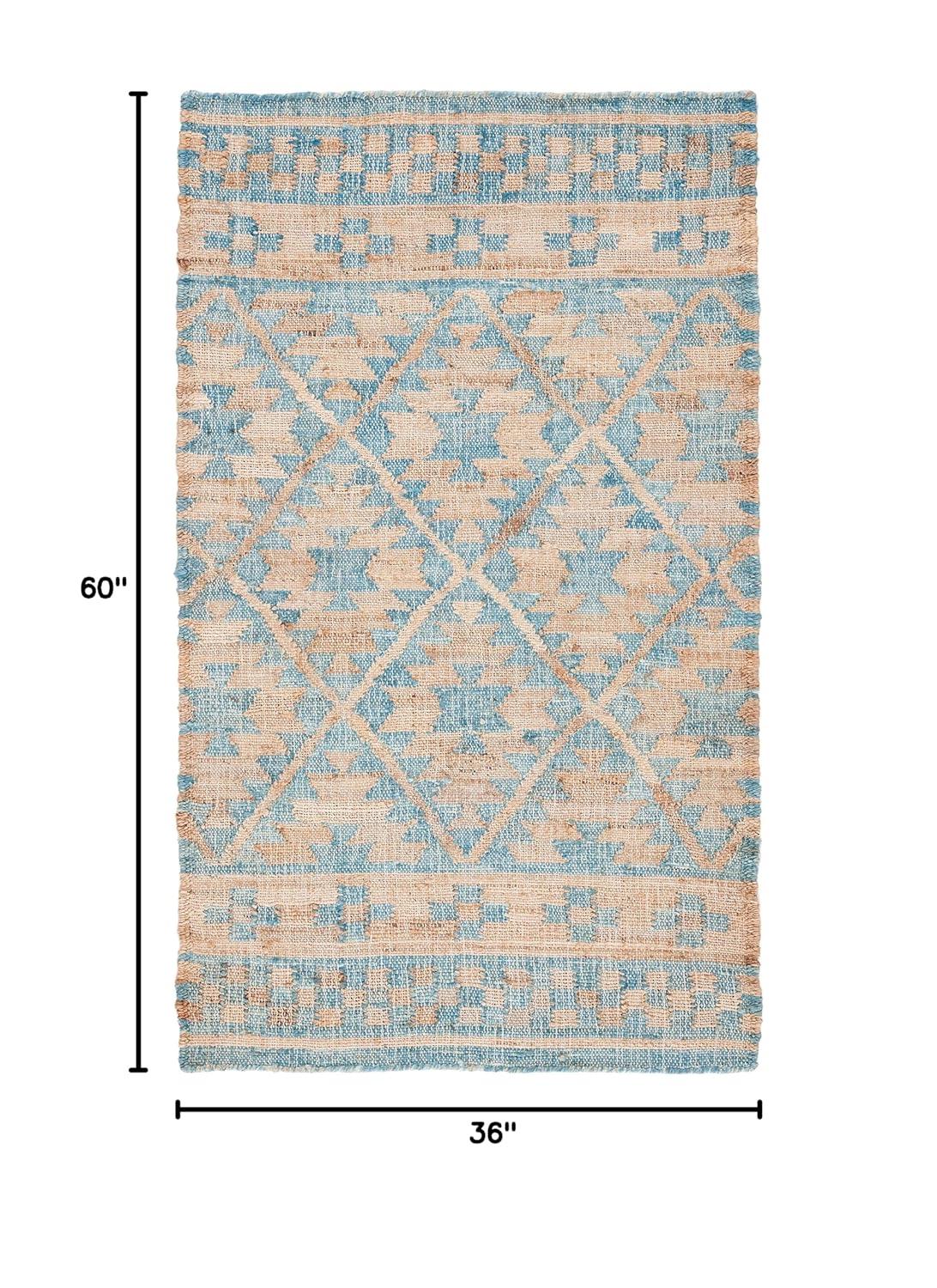Kilim KLM757 Hand Woven Area Rug - Blue/Natural - 3'x5' - Safavieh.