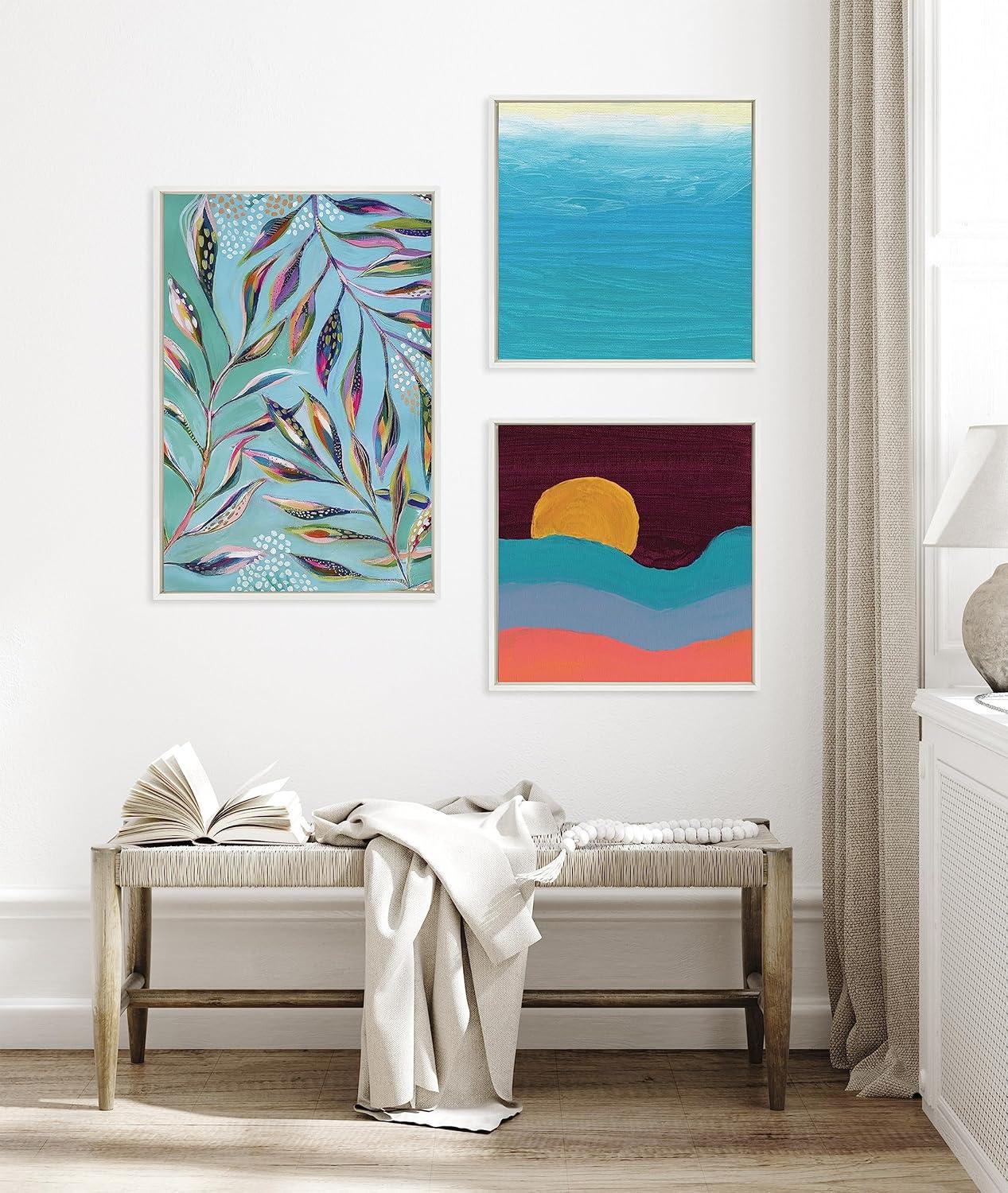 22x22 White Abstract Coastal Canvas Wall Art