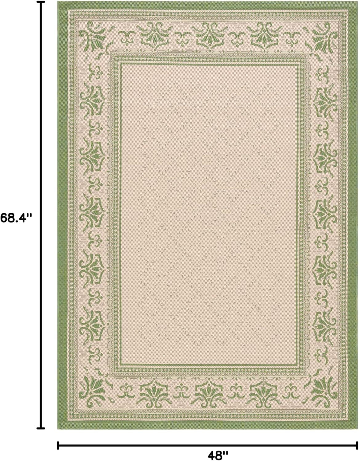 Courtyard CY0901 Power Loomed Indoor and Outdoor Area Rug - Natural/Olive - 4'x5'7" - Safavieh