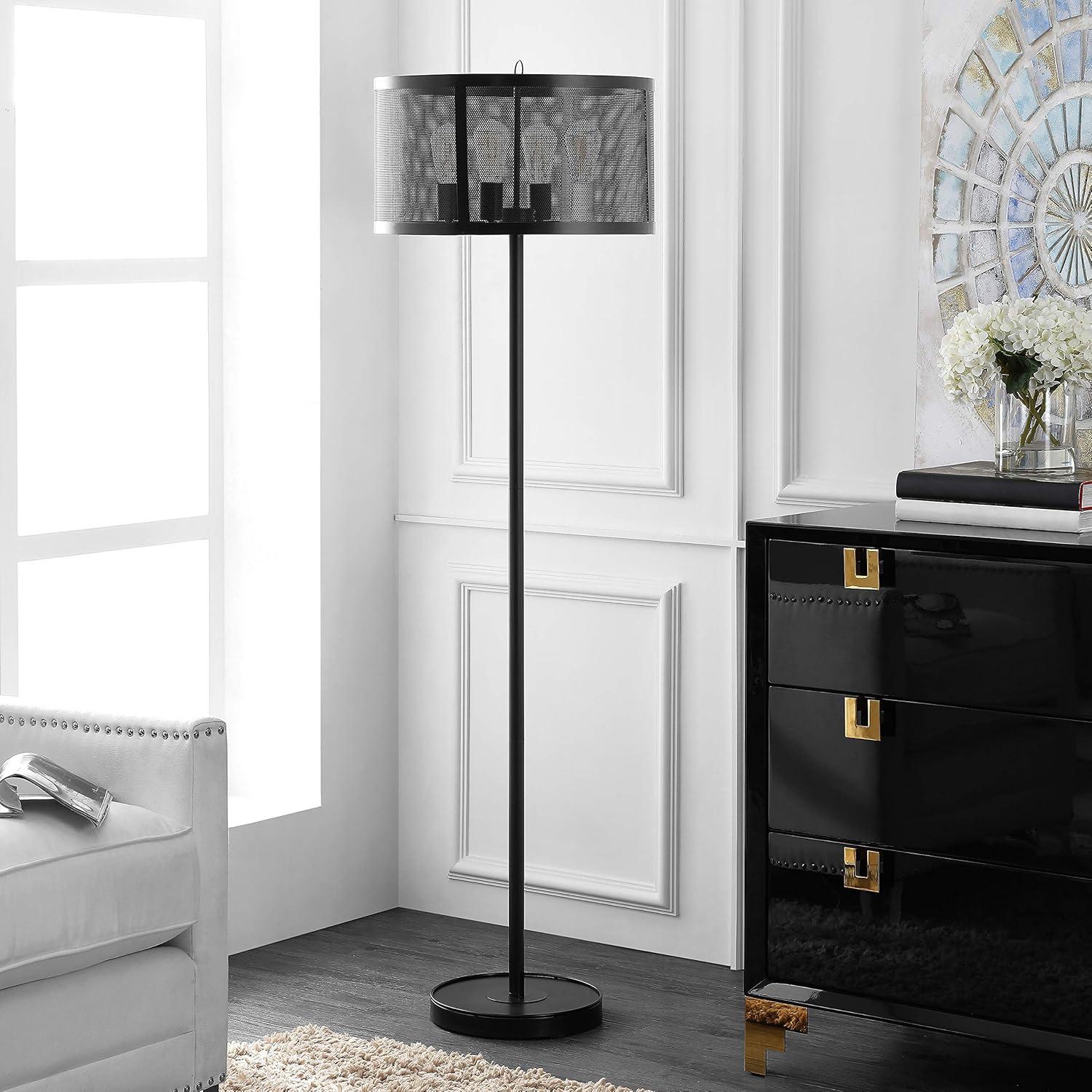 SAFAVIEH Vela 61.5 in. H Modern Solid Floor Lamp, Black