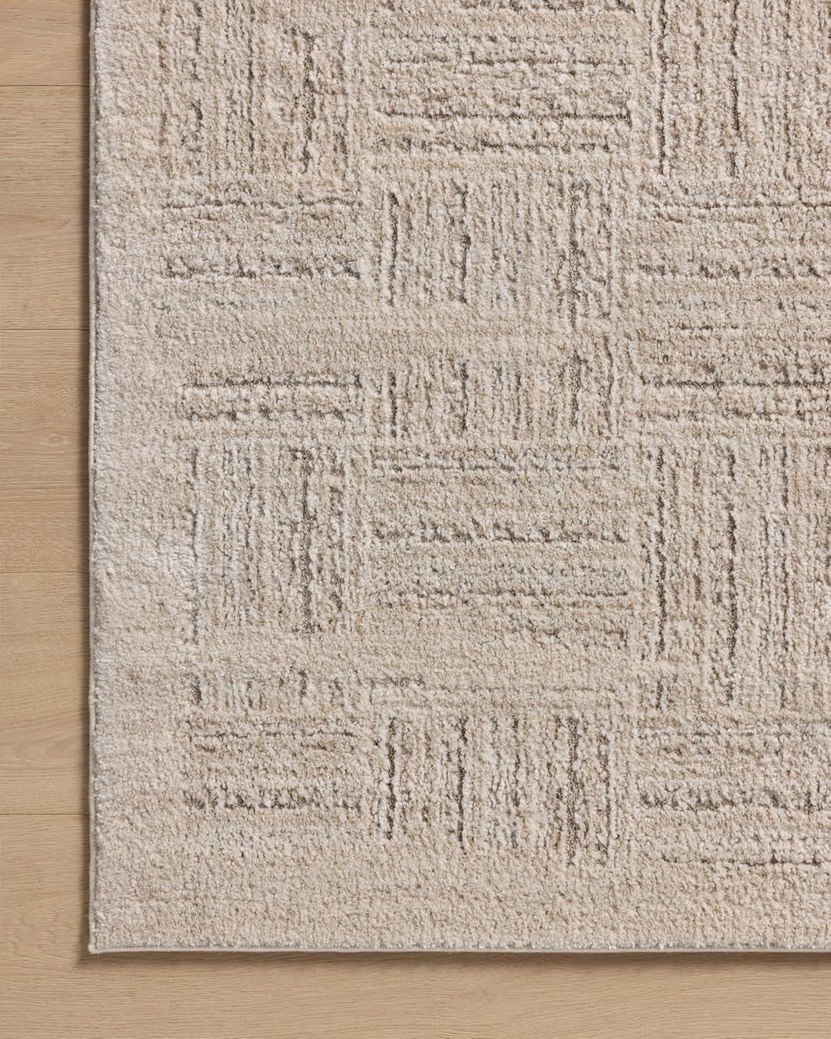 Ivory Taupe Abstract Wool Synthetic Area Rug