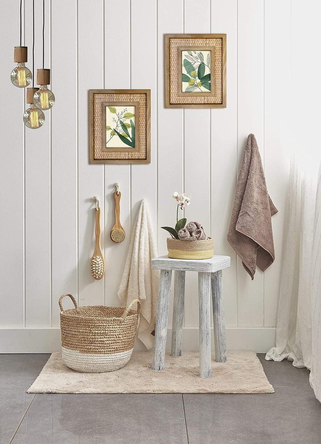 Rattan and Wood Picture Frame for 5x7 Inch Photos | Coastal or Boho Picture Frame | Tabletop Stand and Wall Mount | Single Display or Gallery Wall