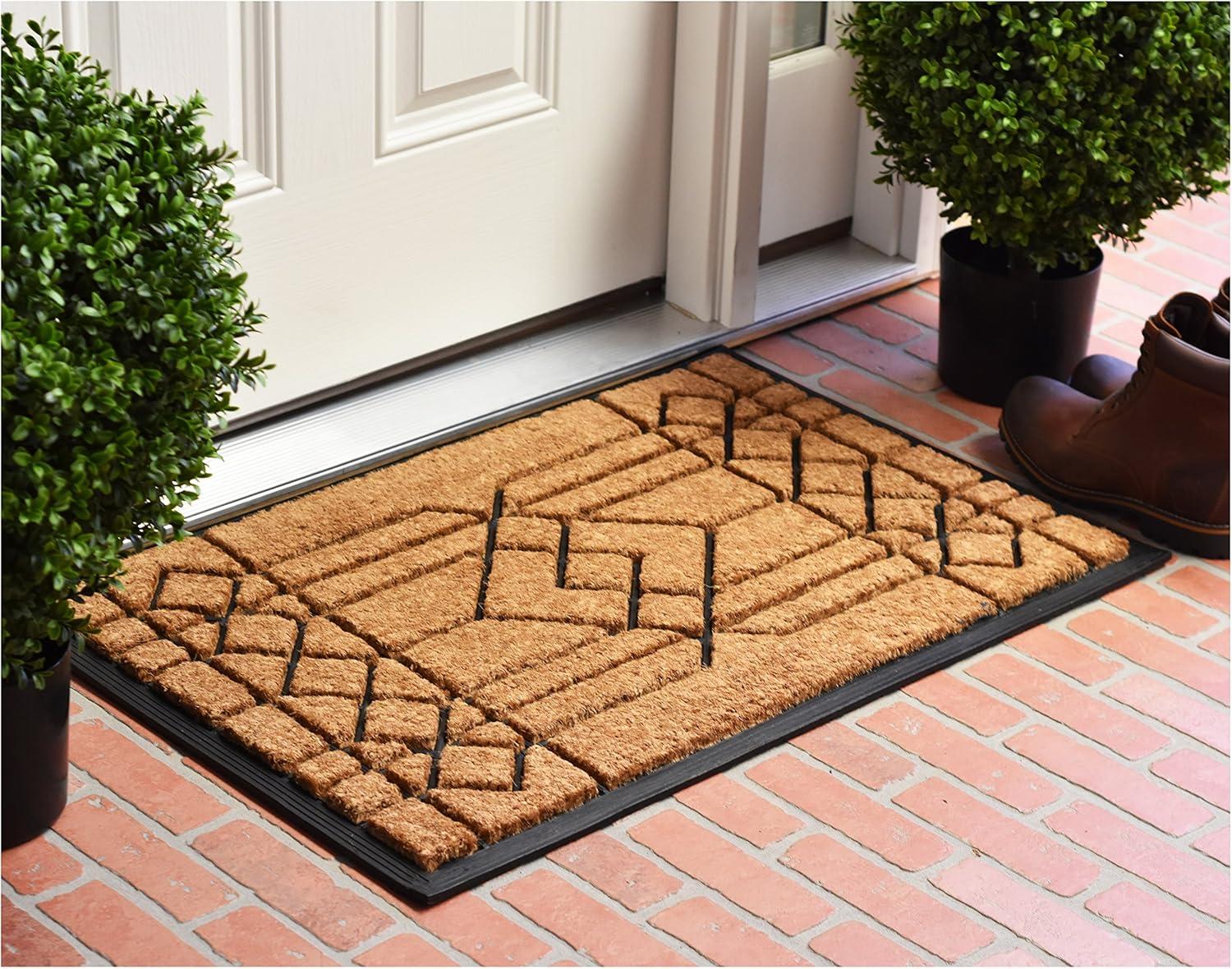 Elegant Coir and Rubber 24" x 36" Rectangular Outdoor Doormat