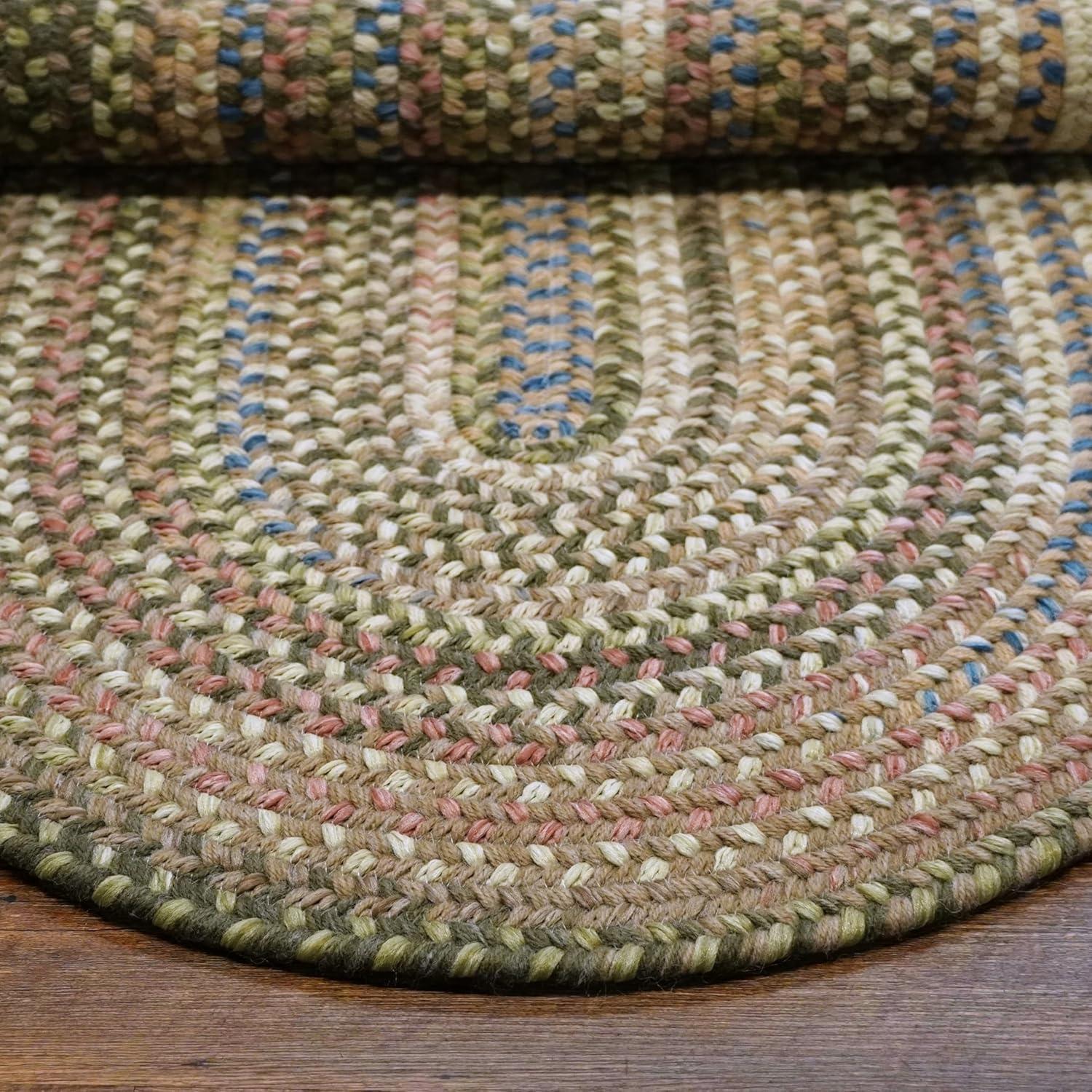 Handmade Multicolor Wool-Blend Braided Oval Rug 7' x 9'