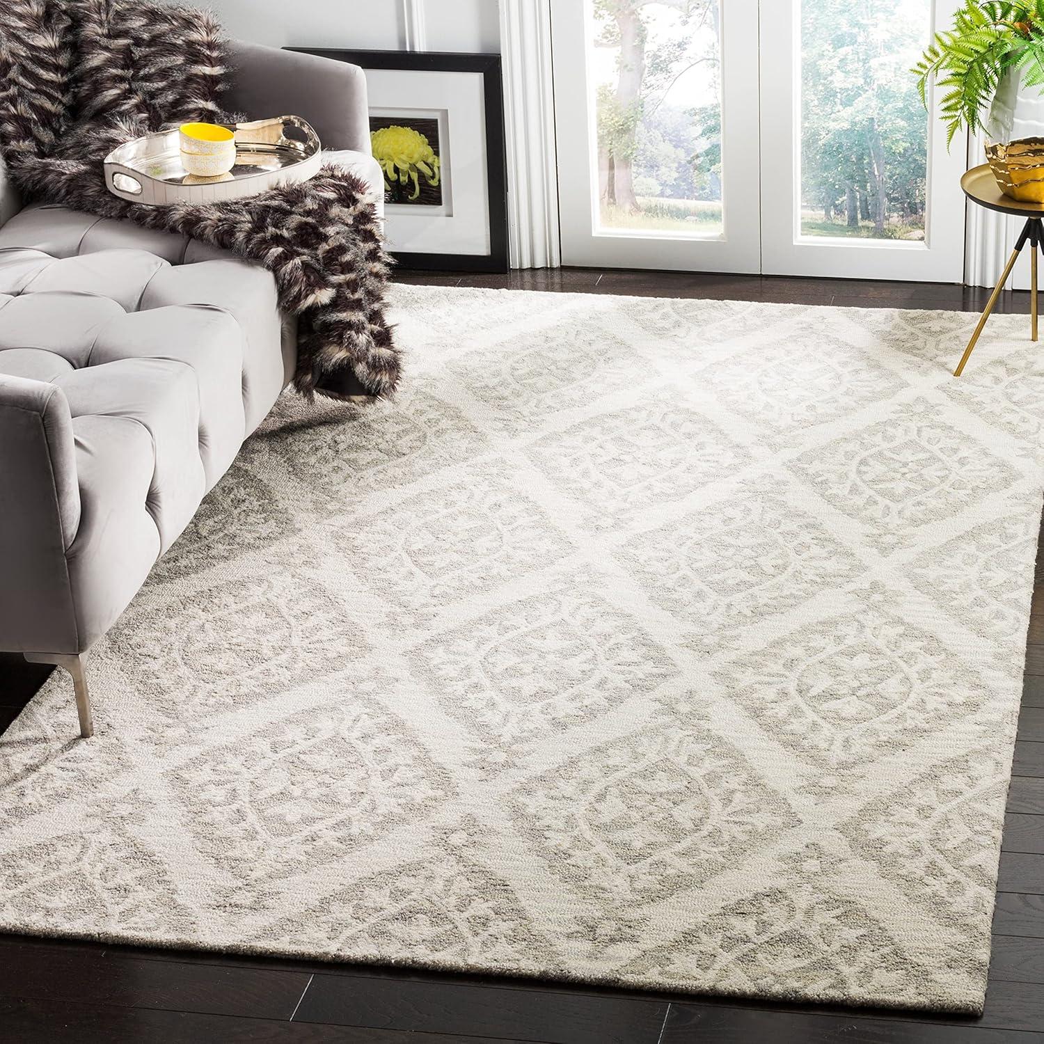 Elegant Beige Hand-Tufted Wool Rectangular Area Rug, 4' x 6'