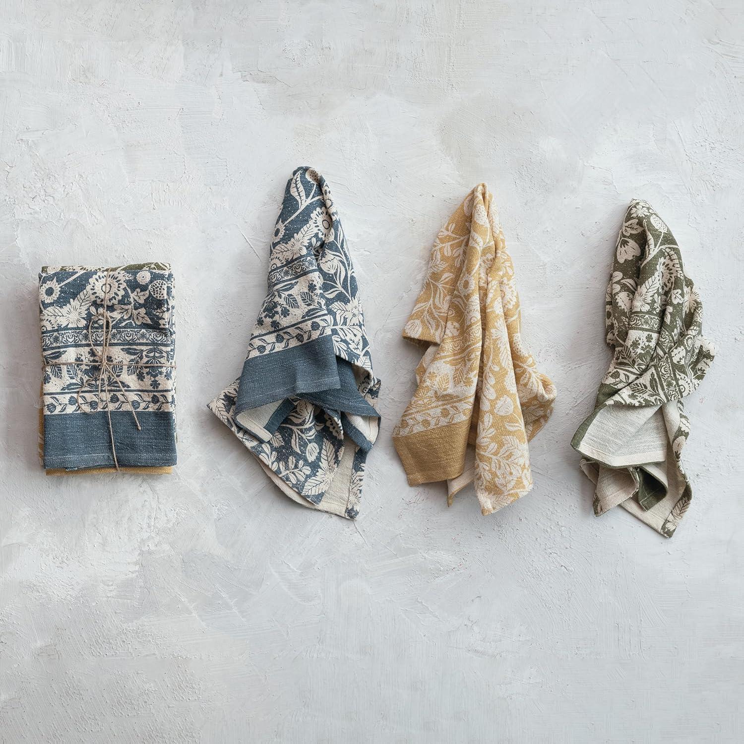 Creative Co-Op Blossom Cotton Tea Towel, Multicolor, Set of 3