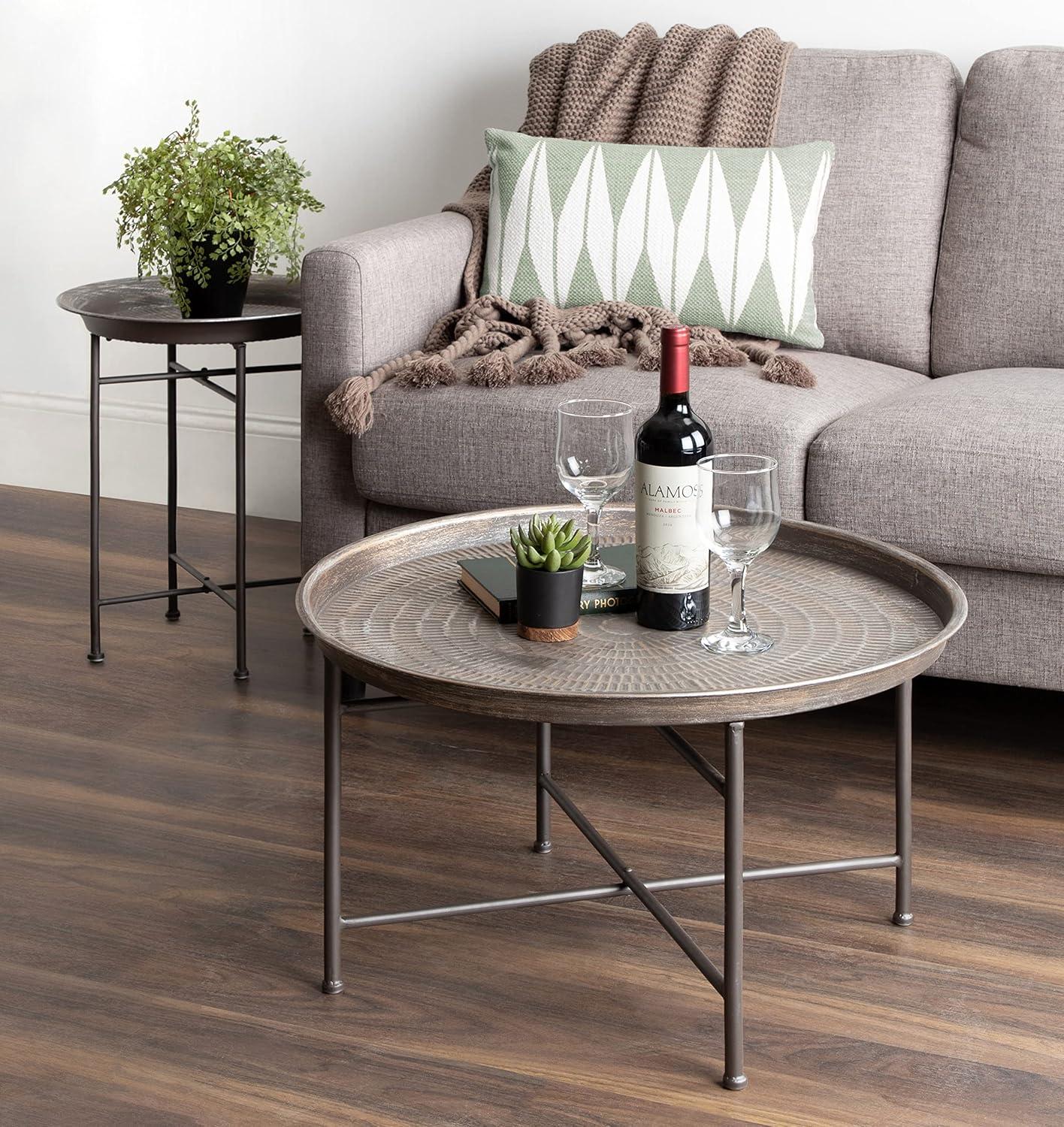 Kate and Laurel Mahdavi Round Metal Coffee Table