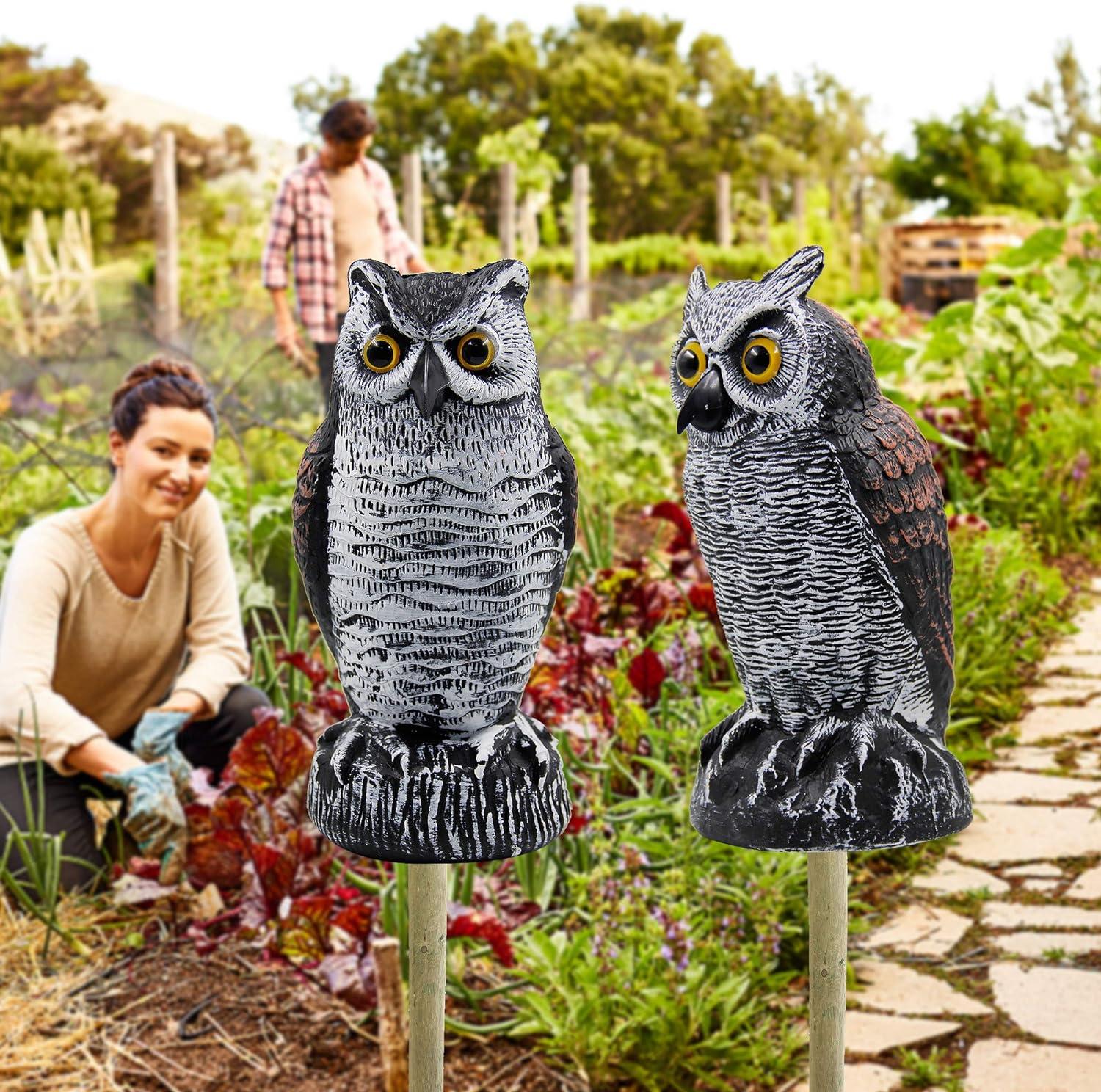 2Pack Fake Owl Decoy to Keep Birds Away Garden Decoration Bird Scare Devices for Garden Outdoor Yard
