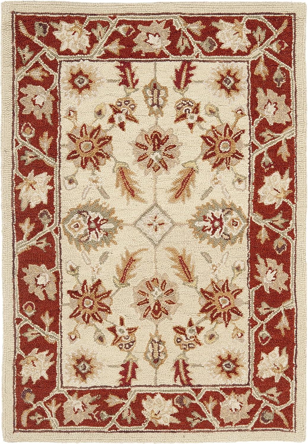 Chelsea Beige and Rust Hand-Knotted Wool Rug