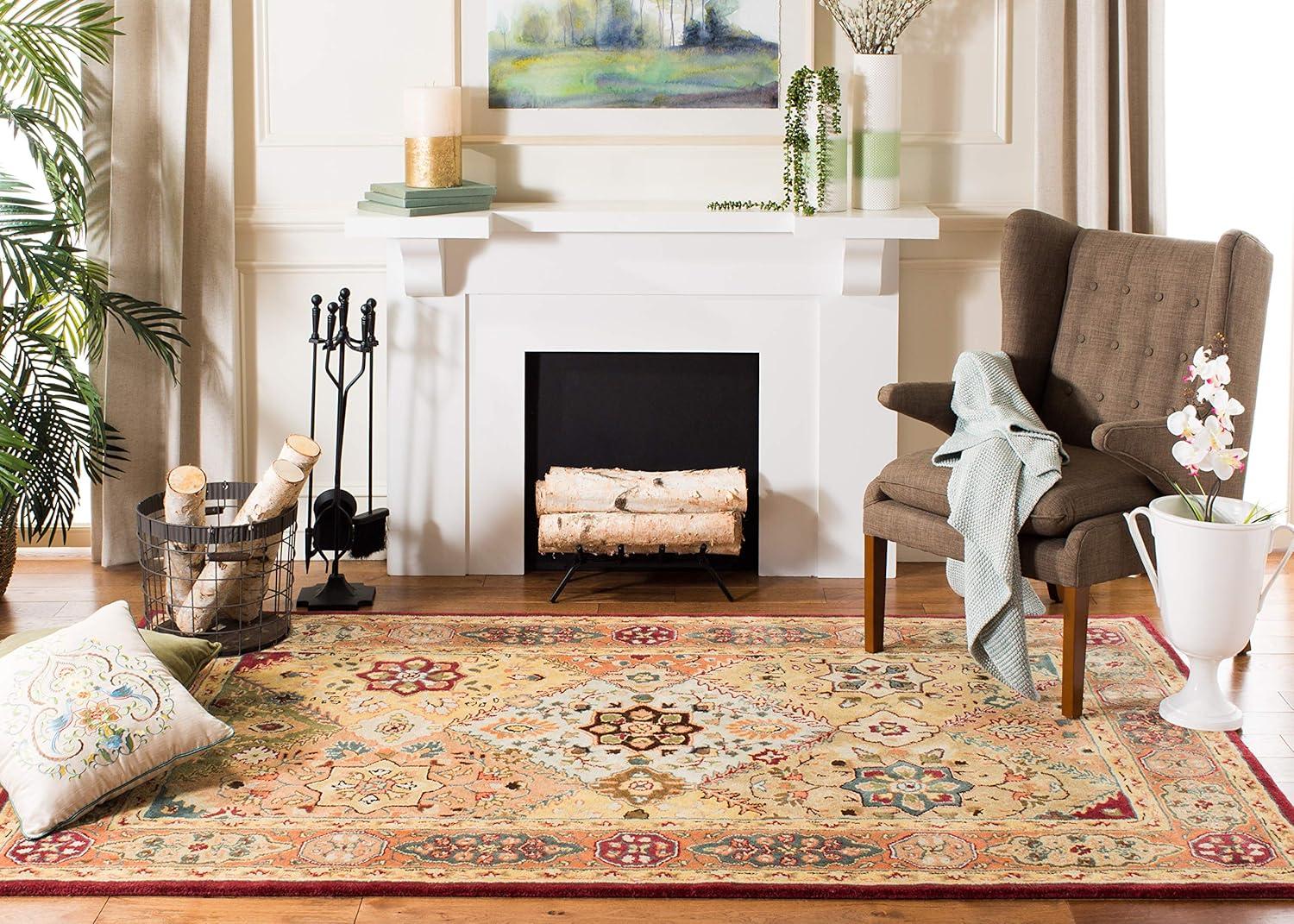 SAFAVIEH Persian Legend Dorinda Border Wool Area Rug, Red/Rust, 6' x 9'