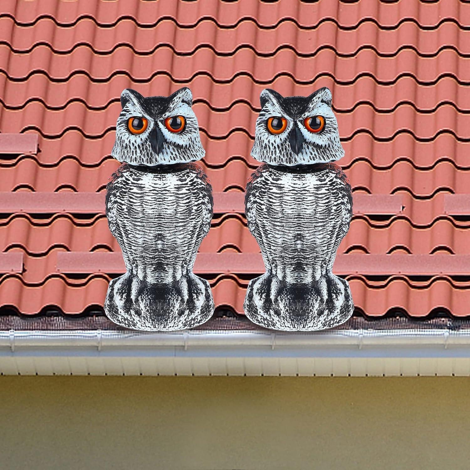 2Pack Fake Owl Decoy to Keep Birds Away Garden Decoration Bird Scare Devices for Garden Outdoor Yard