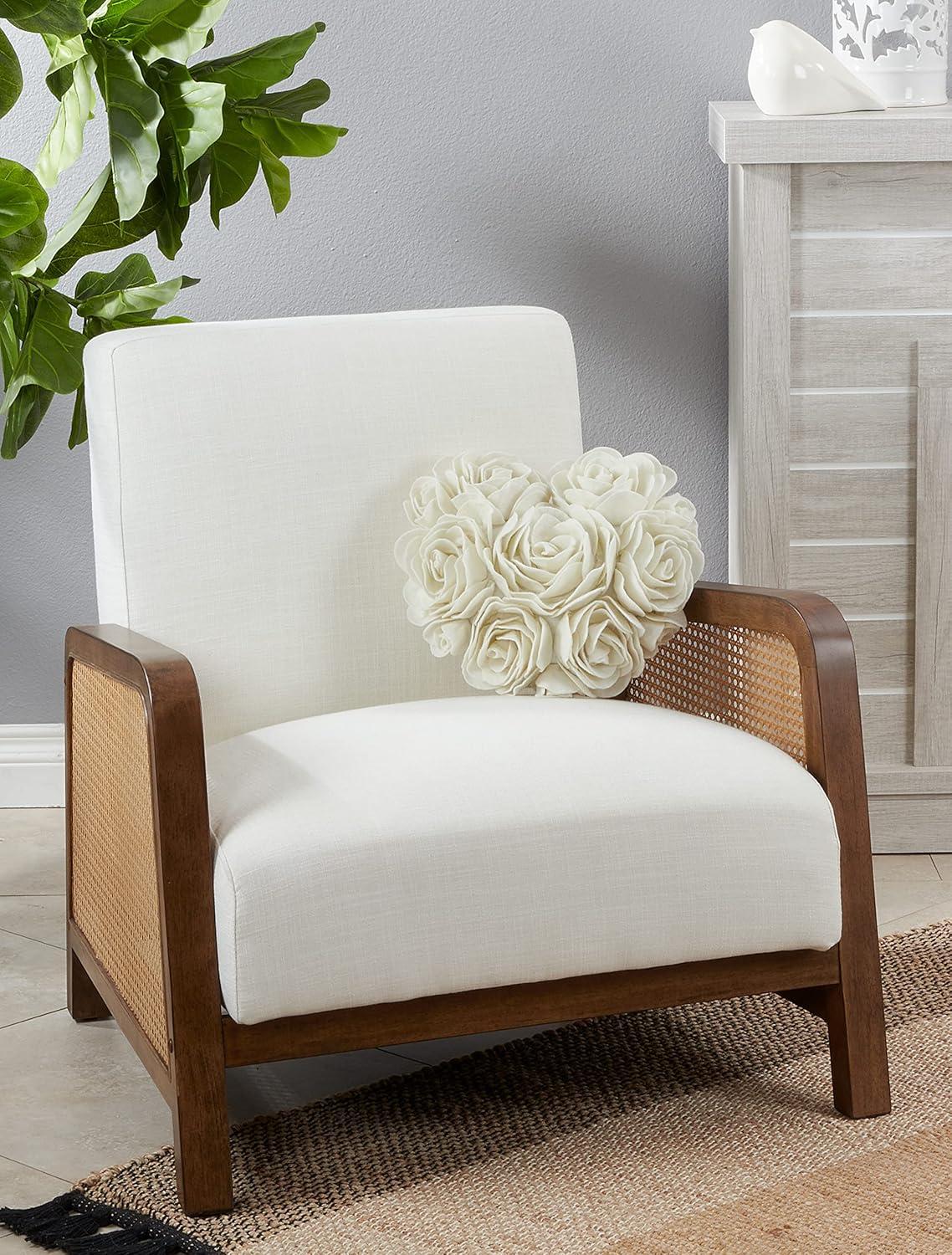 Saro Lifestyle Valentine's Day Throw Pillow With Heart Felt Design, White, 13"