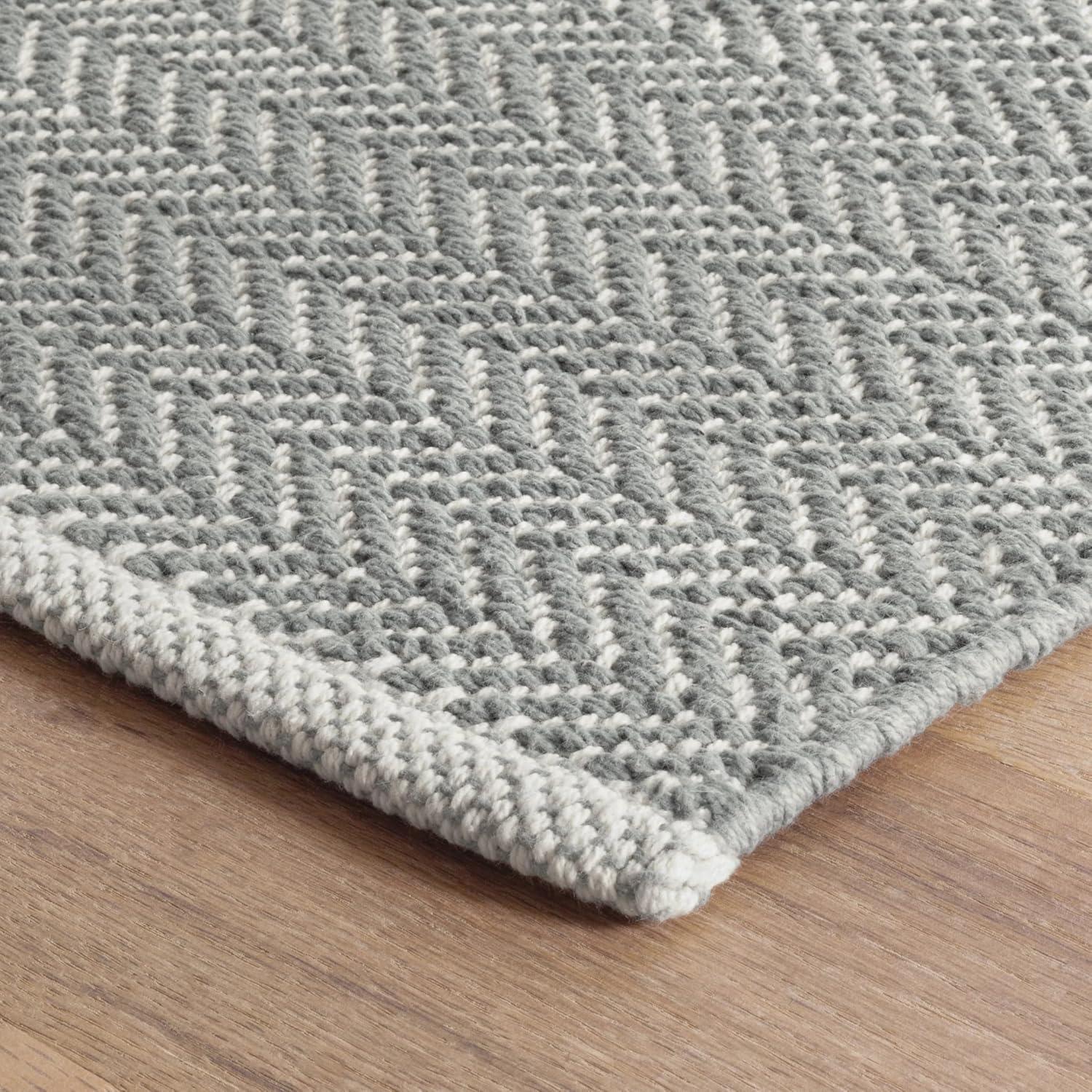 Herringbone Swedish Blue Handwoven Cotton Rug