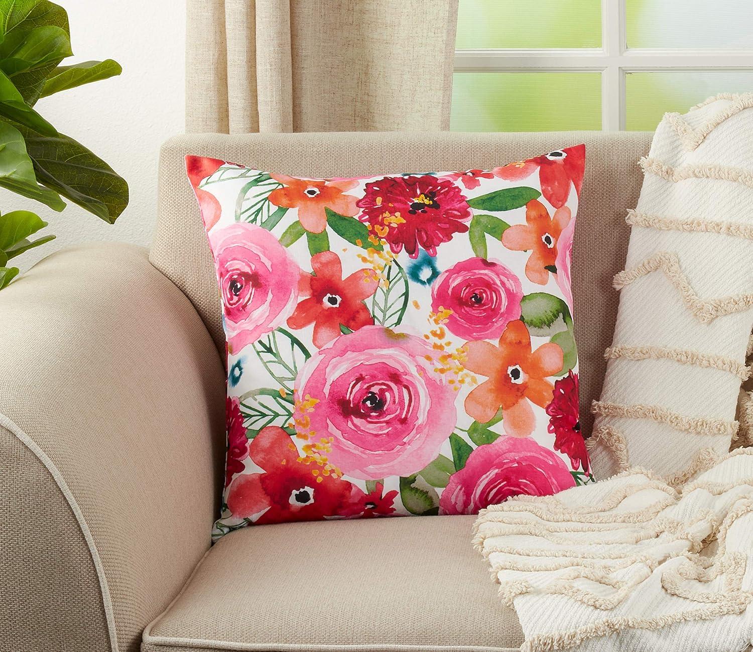 Floral Reversible Throw Pillow