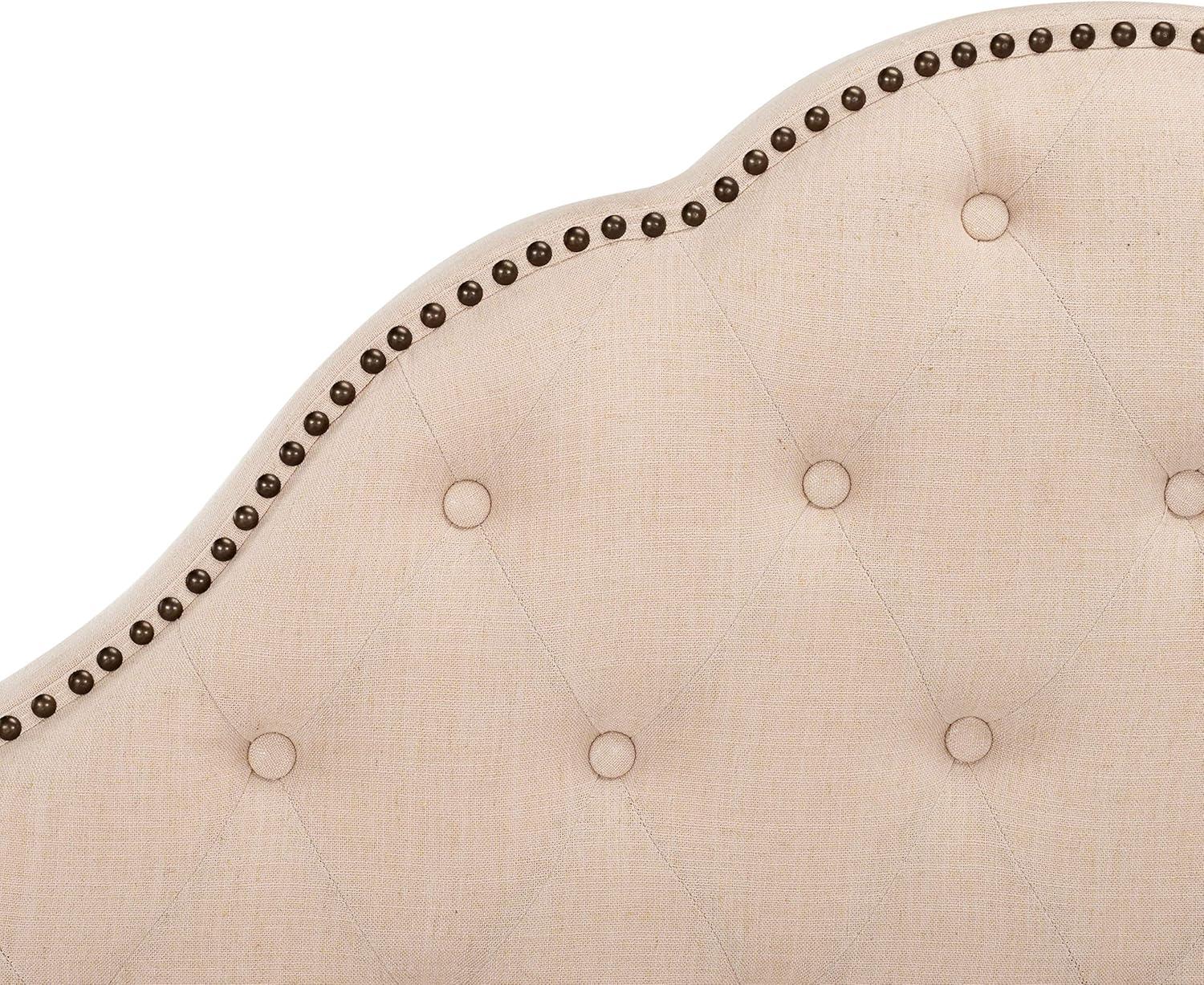 SAFAVIEH Beckham Modern Glam Tufted Headboard with Nail Heads, Queen, Beige