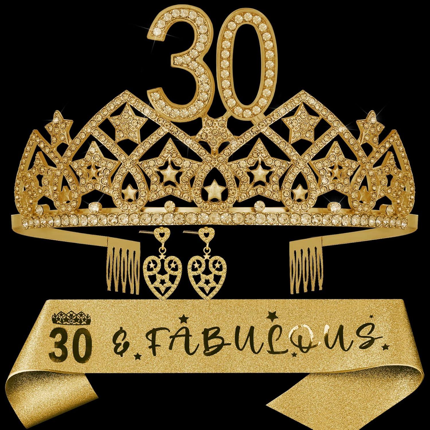 30th Birthday Decorations: Sash, Crown, Tiara for Women - Fabulous 30th Birthday Gifts