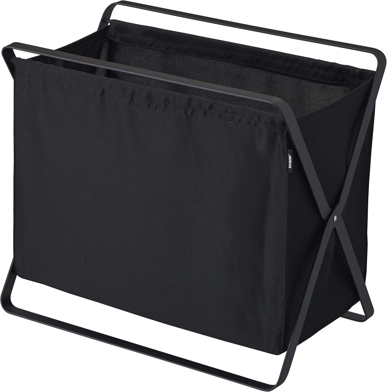 Yamazaki Home Laundry Basket - Foldable Storage Hamper Organizer, Steel, 10.9 gallons, Handles