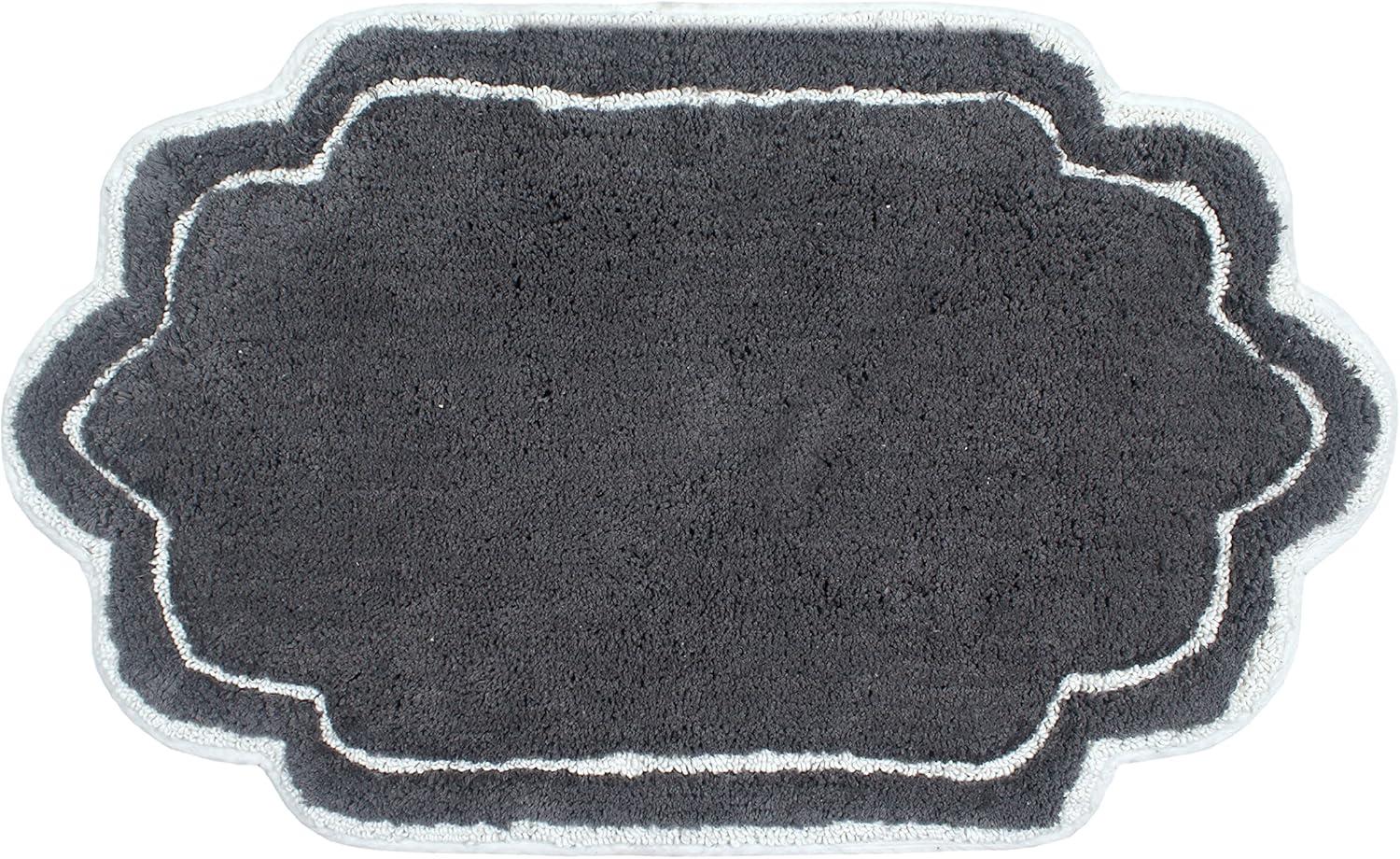 Modern Fluffy Tufted Cotton Bath Mat 21" x 34" in Dark Gray