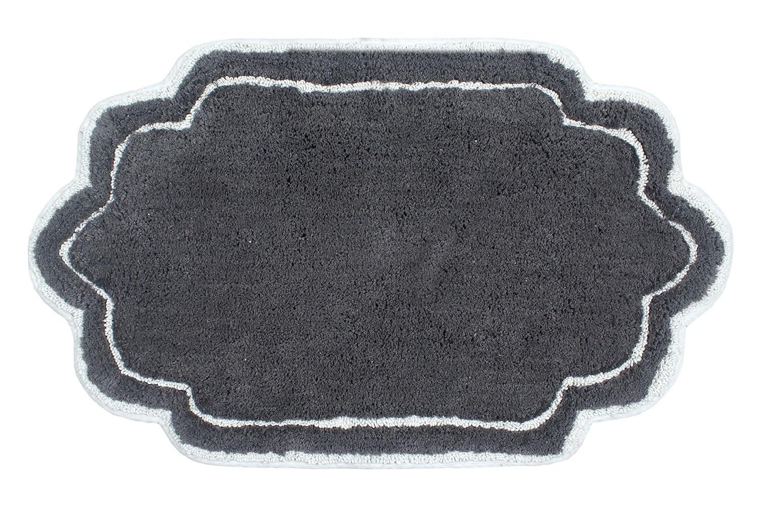 Modern Fluffy Tufted Cotton Bath Mat 21" x 34" in Dark Gray