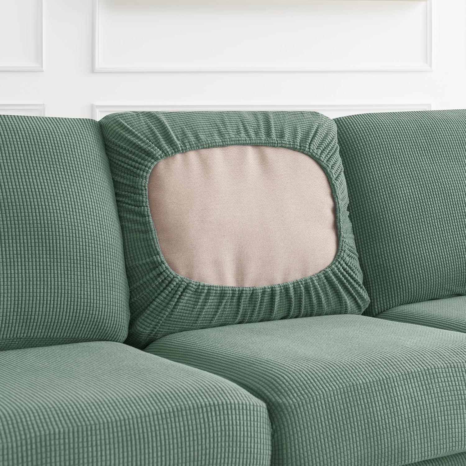 CHUN YI 7 Piece Sofa Covers for 3 Cushion Couch Covers, 3 Seater Stretch Couch Slipcover with 3 Separate Backrests and Cushions, Anti-Slip Washable Furniture Protector for Dogs Pets (Large,Dark Cyan)