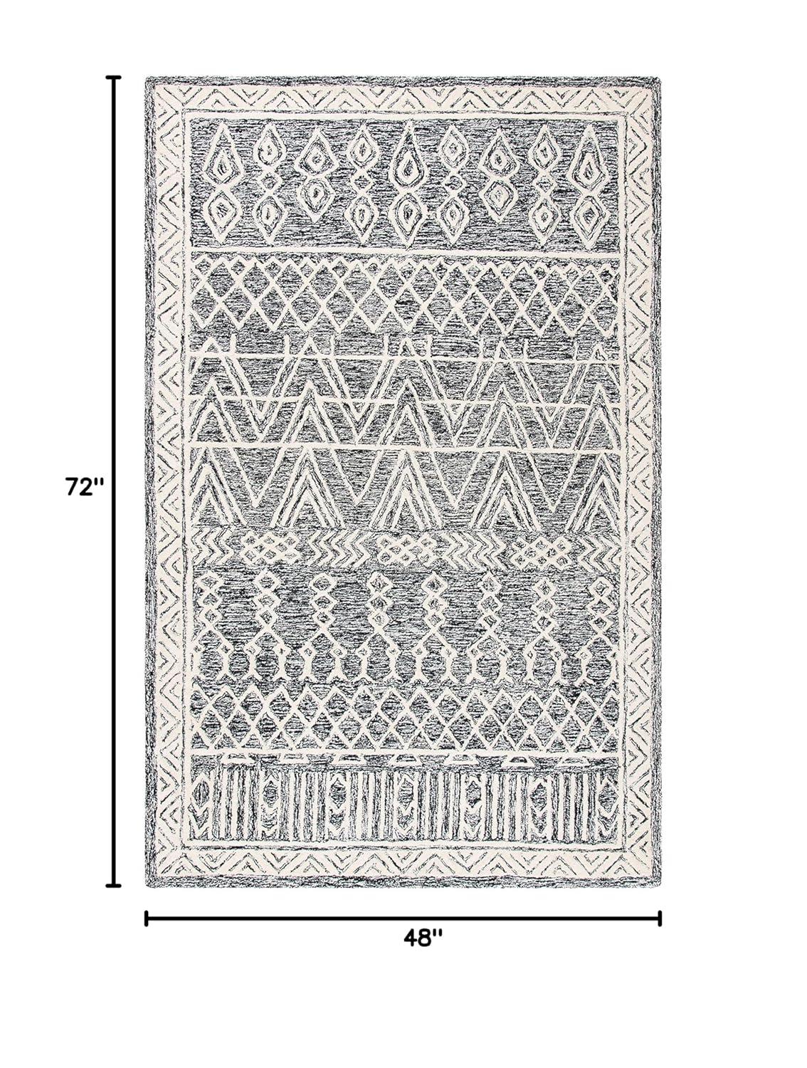 Abstract ABT558 Hand Tufted Area Rug - Ivory/Black - 4' X 6' - Safavieh.