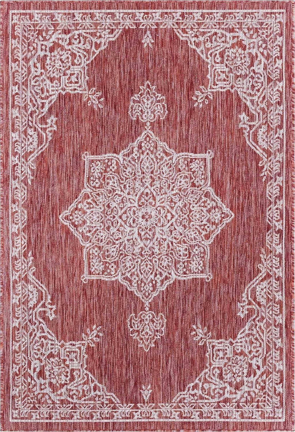 Rust Red Antique Outdoor 9 ft. x 12 ft. Area Rug