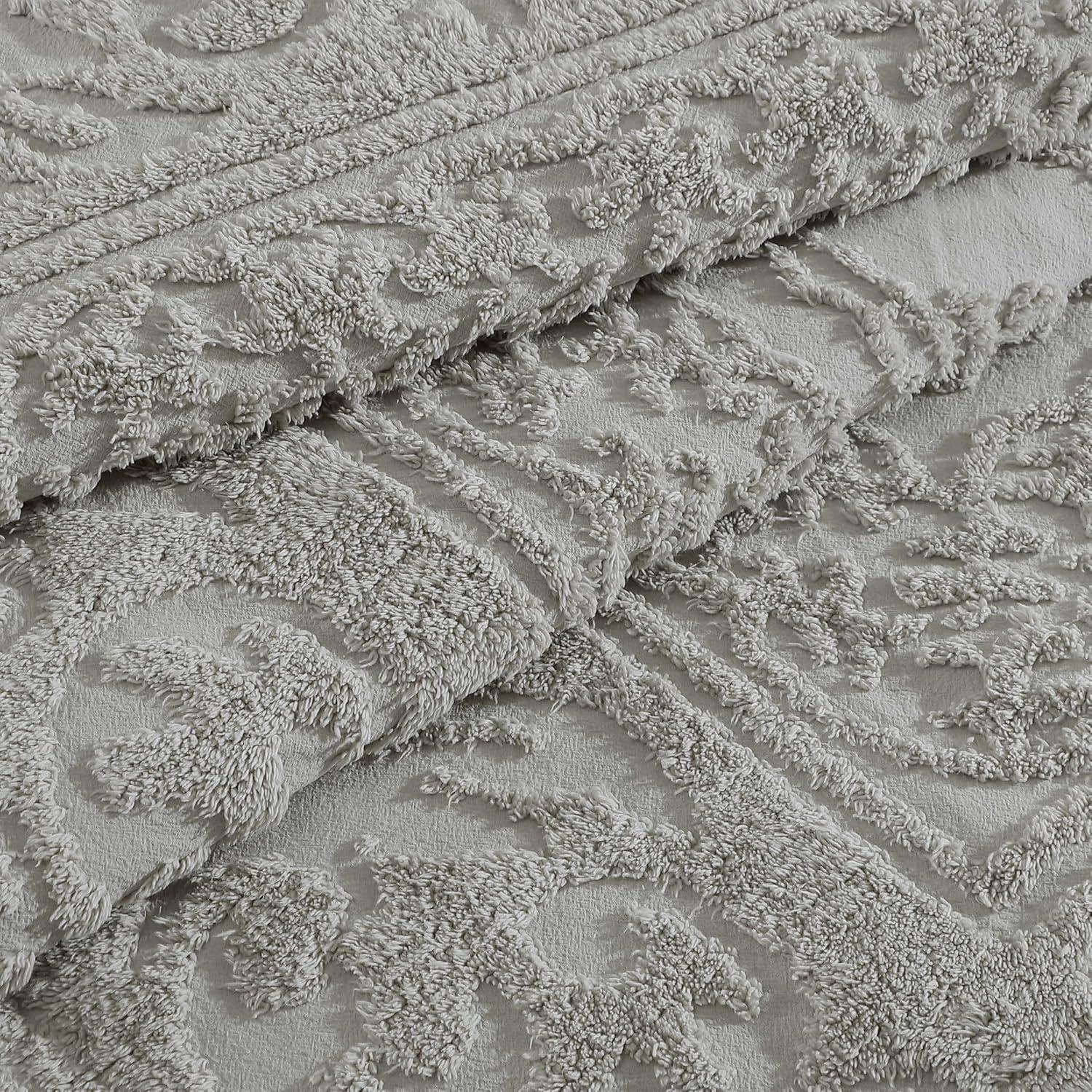 Gray King Microfiber Chenille Comforter Set with Medallion Design