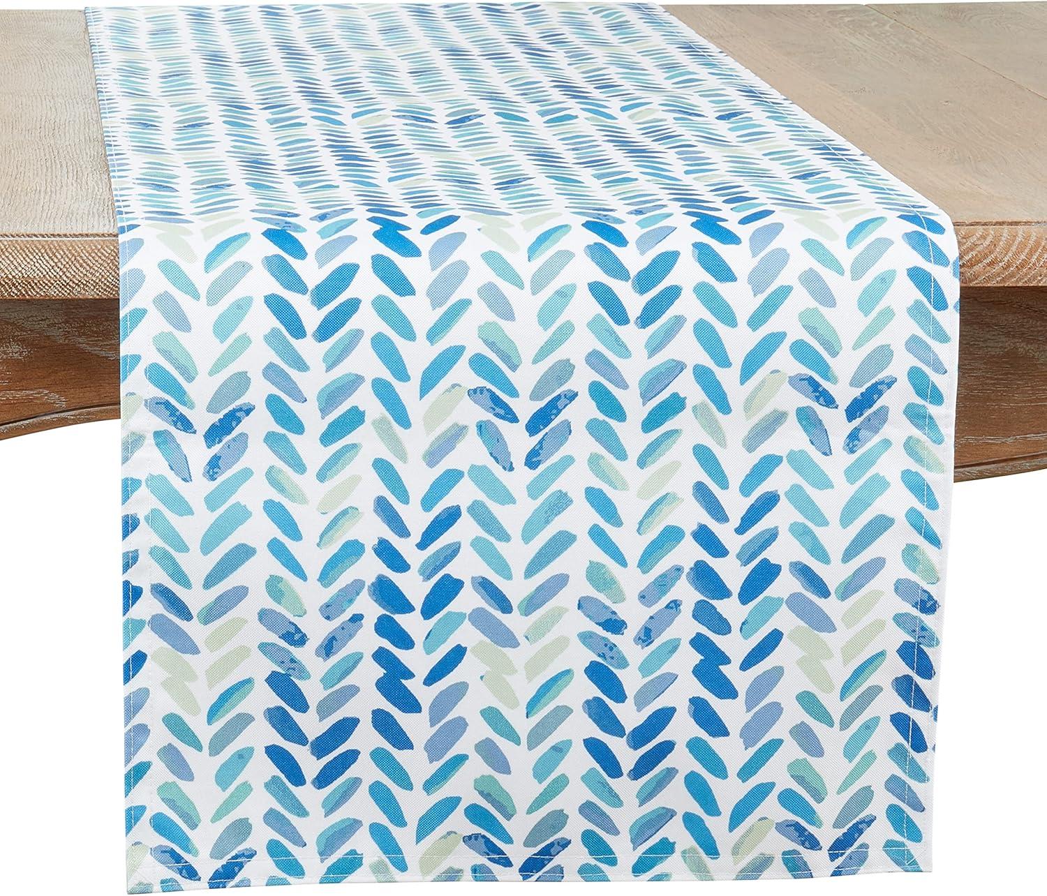 Saro Lifestyle Watercolor Table Runner With Chevron Design