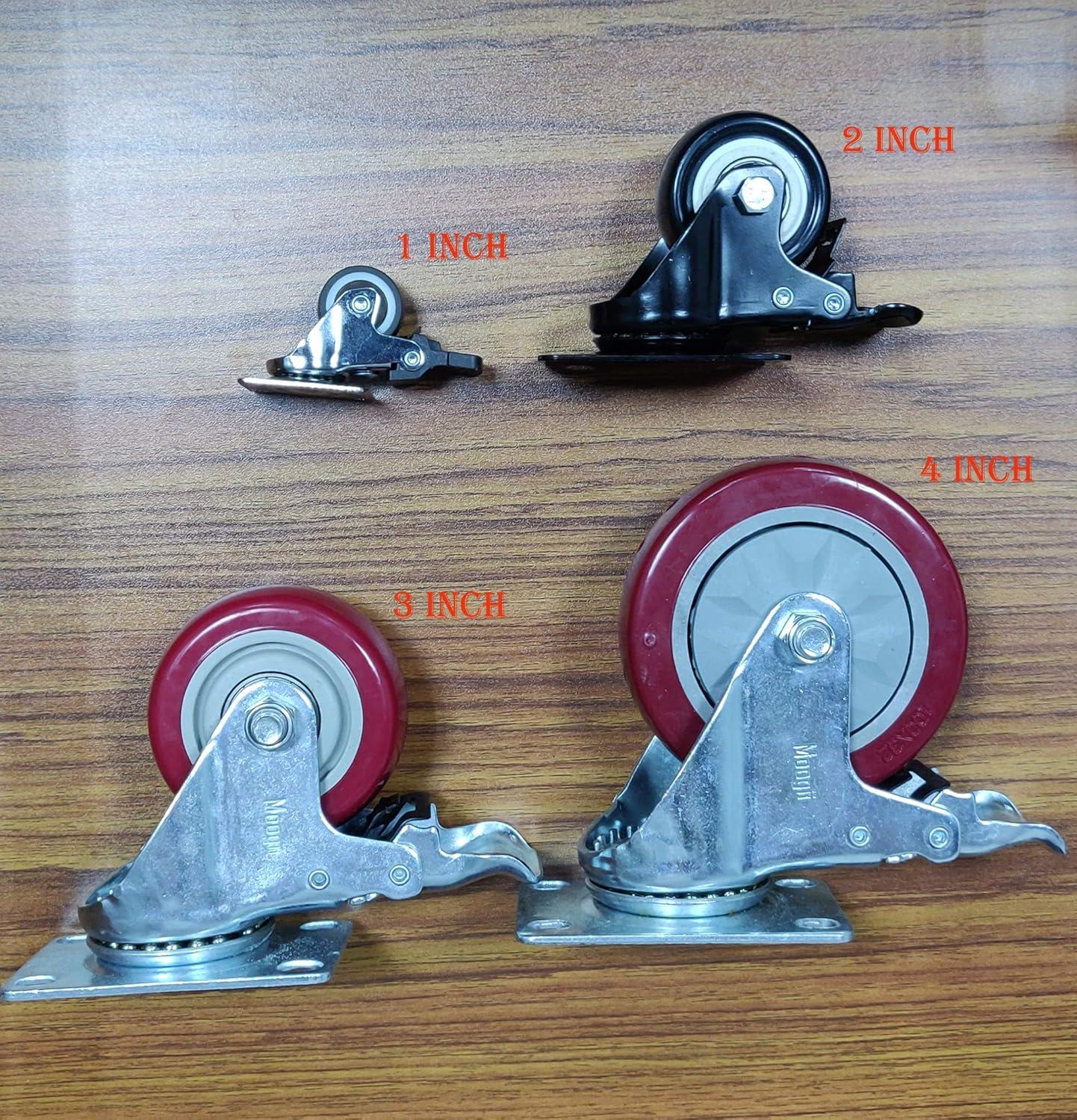 4 Pack Low Profile Casters Wheels Soft Rubber Swivel Caster with 360 Degree Top Plate 100 lbs