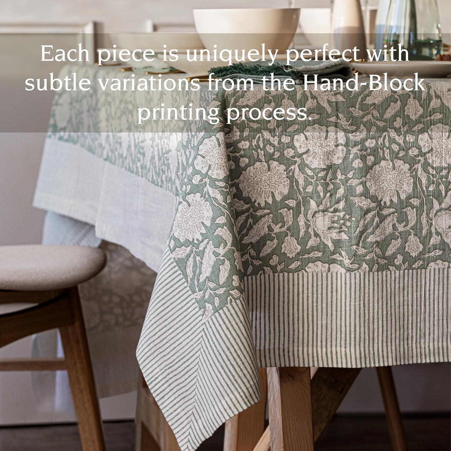 over&back Hand-Screened Tablecloth - 100% Cotton - Kitchen and Home Decor
