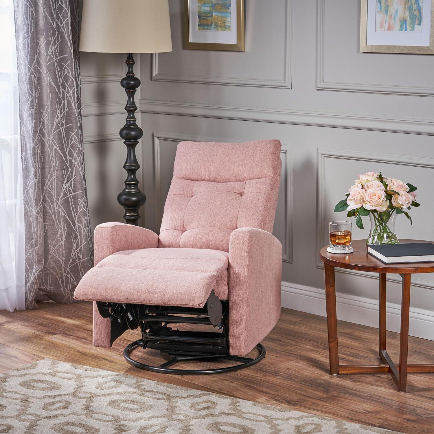 Woodglen Contemporary Glider Swivel Recliner Light Blush - Christopher Knight Home: Nursery-Suitable, Plush Comfort