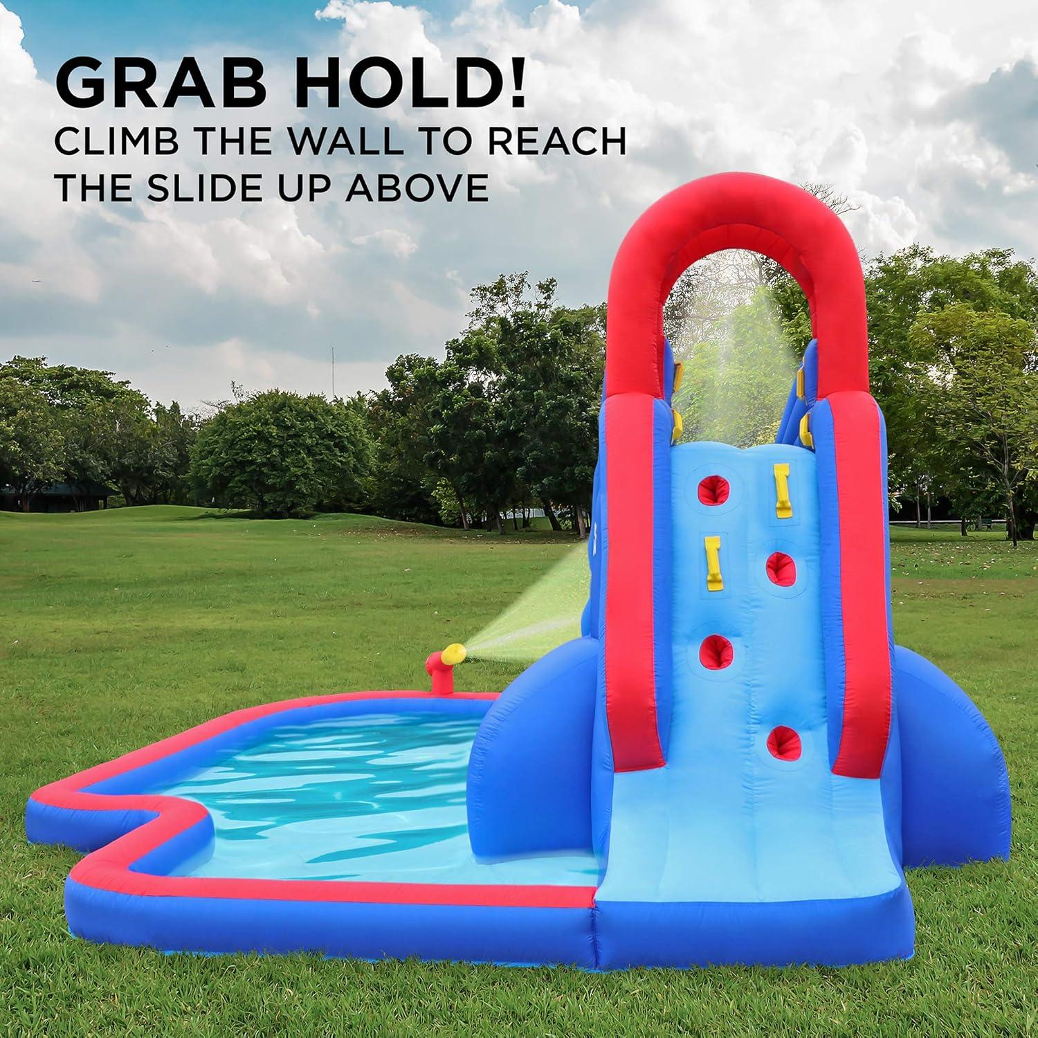 Deluxe Blue and Red Inflatable Water Slide Park