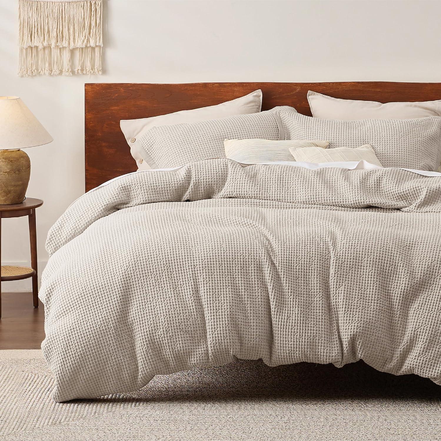 Bedsure Bedsure Cotton Duvet Cover Set - 100% Cotton Waffle Weave Coconut Duvet Cover