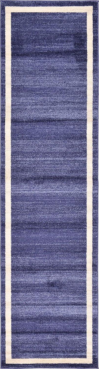 Unique Loom Del Mar Collection Area Rug - Maria (2' 7" x 10' Runner Navy Blue/Ivory)