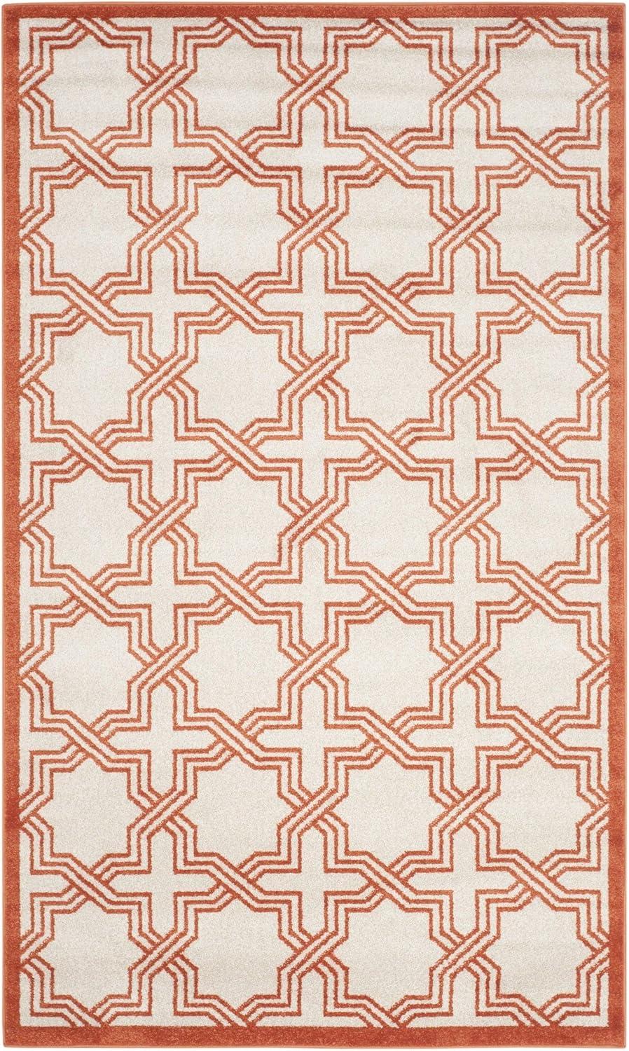 SAFAVIEH Amherst William Geometric Area Rug, Ivory/Orange, 5'3" x 8'