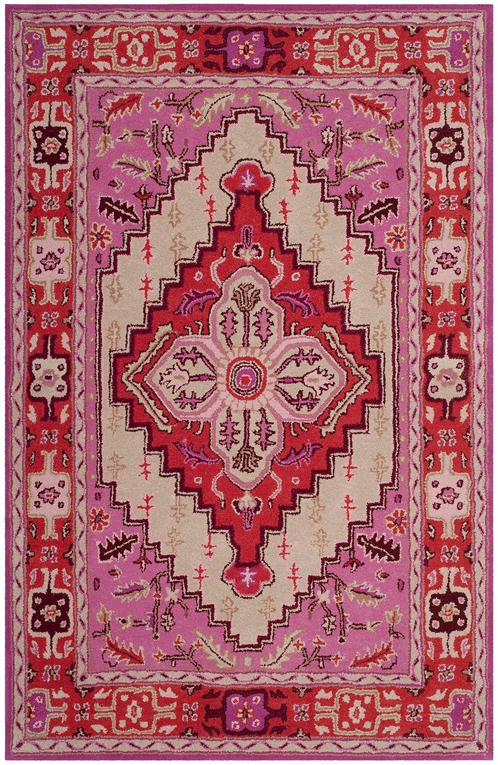 Bellagio BLG545 Hand Tufted Area Rug - Red Pink/Ivory - 3'x5' - Safavieh..