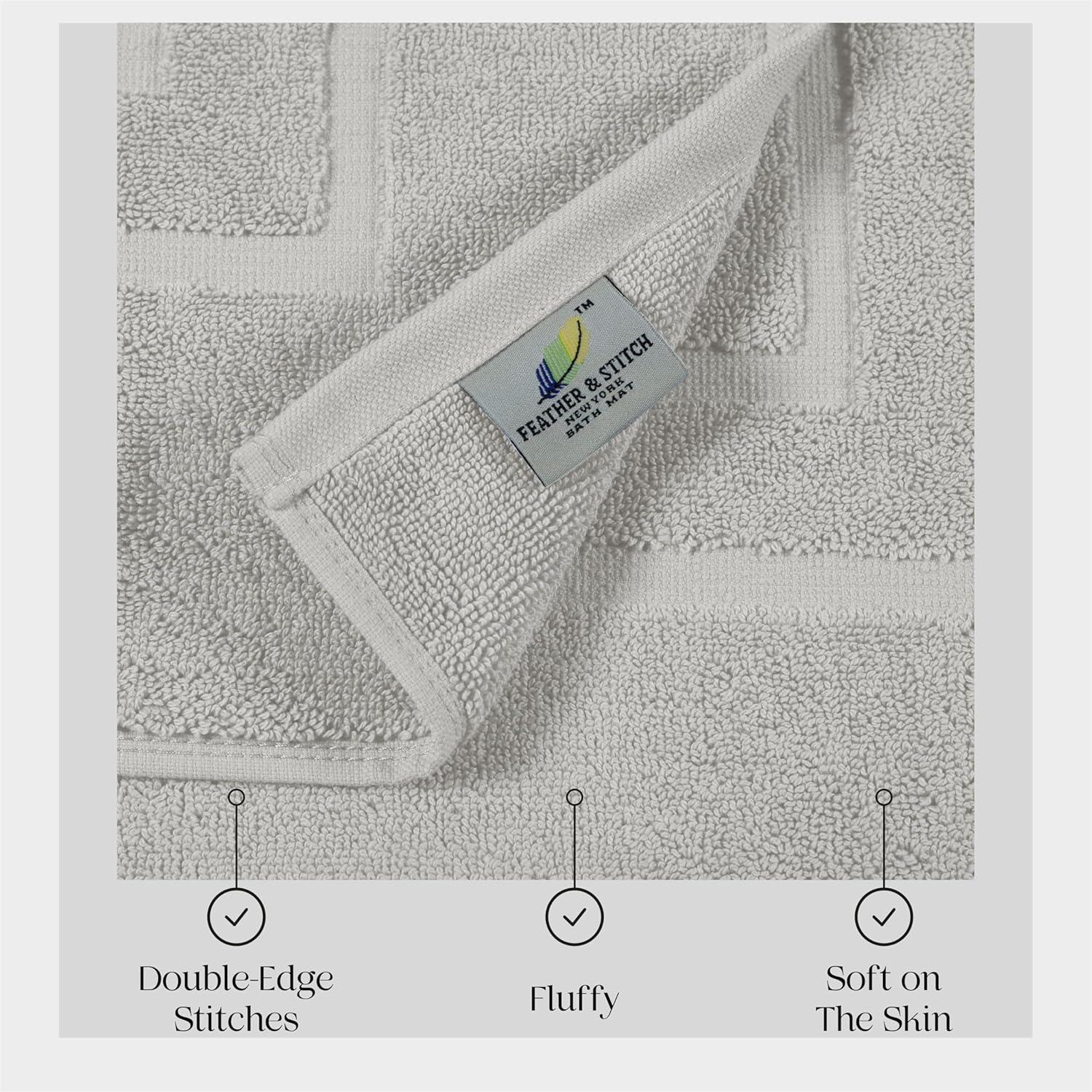 Silver 100% Cotton Plush Bath Mat Set, 2-Piece