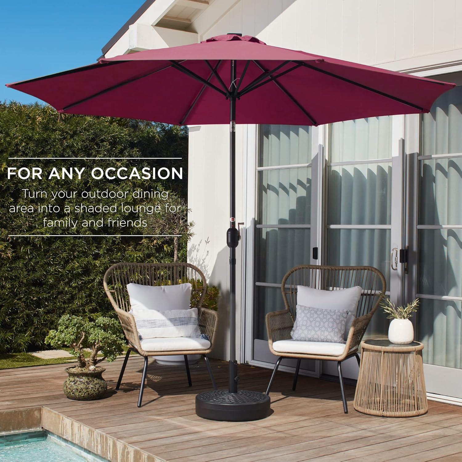 Best Choice Products 10ft Outdoor Steel Market Patio Umbrella w/ Crank, Tilt Push Button, 6 Ribs - Burgundy