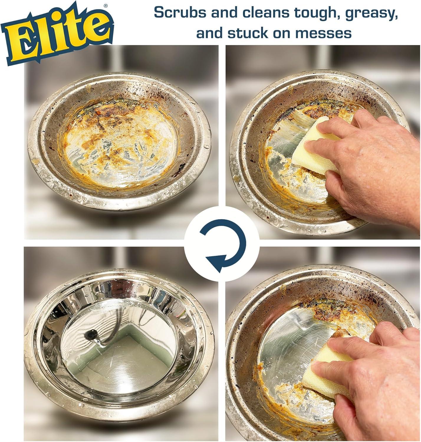 Elite Yellow Non-Scratch Polyester Scrub Sponge, 3 Pack