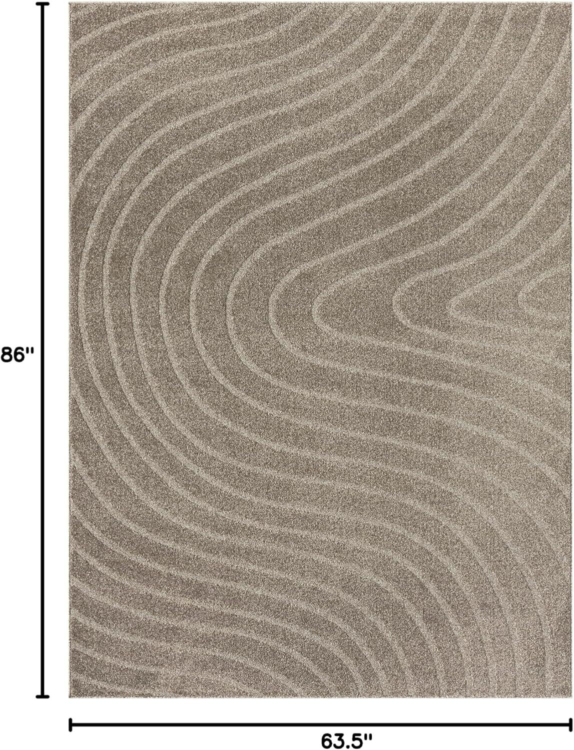 Luxe Weavers Modern Geometric Wave Taupe 5x7 Area Rug