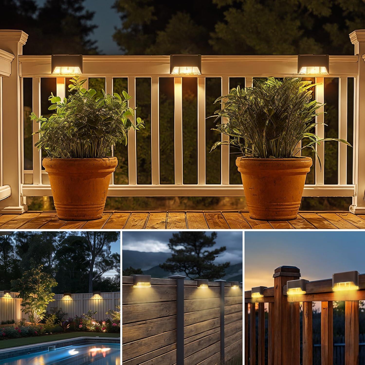 Otdair Solar Deck Lights, 16 Solar Step Lights Waterproof LED Solar Stair Lights, Outdoor Solar Fence Lights for Deck, Stairs, Step, Yard, Patio, and Pathway