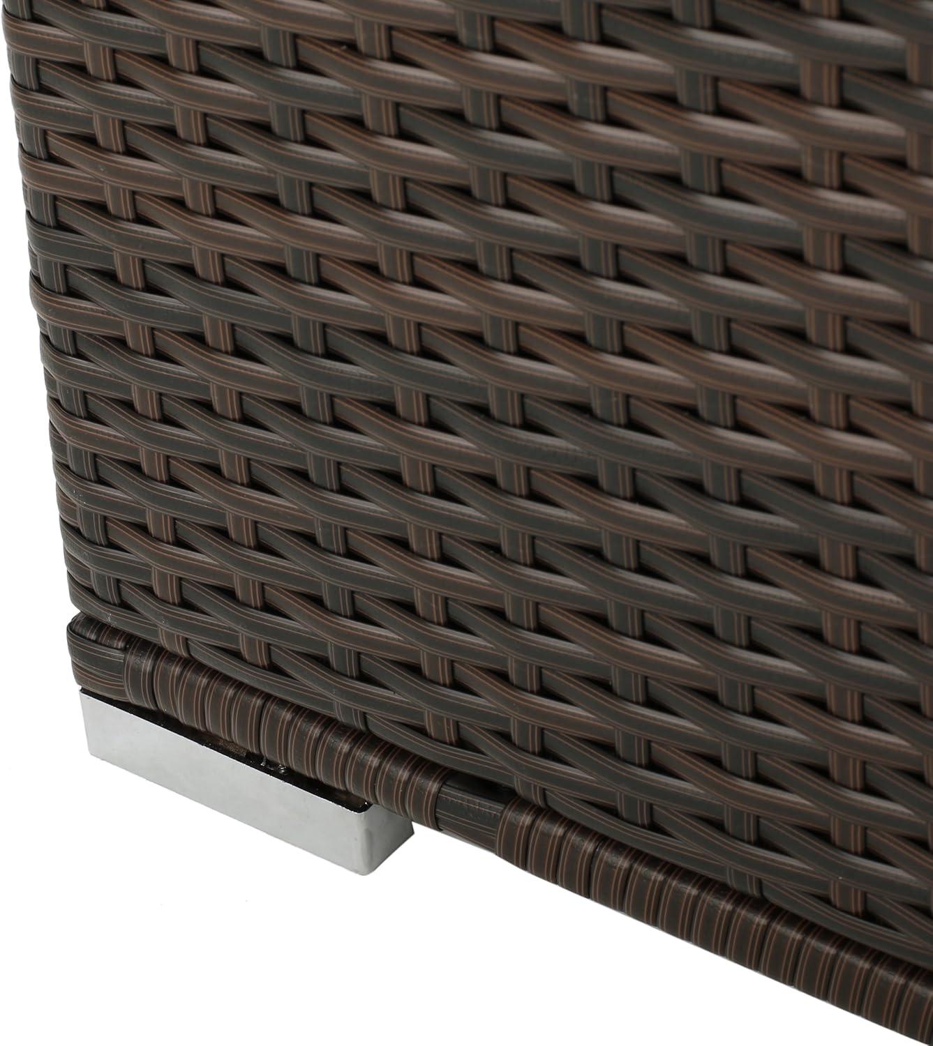 Multibrown Wicker and Iron Outdoor Storage Deck Box