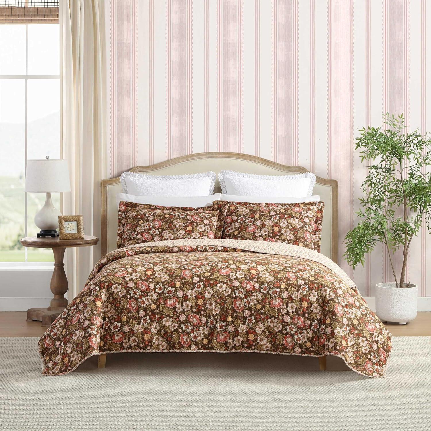 Marta Twin Reversible Brown Cotton Quilt Set